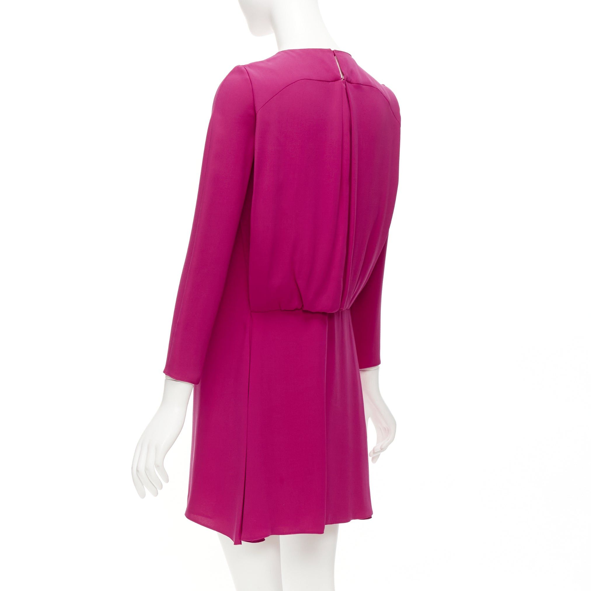 Valentino VALENTINO 100% silk fuchsia pink keyhole side pleats shift dress IT38 XS Size XS / US 0-2 / IT 36-38 - 5 Thumbnail