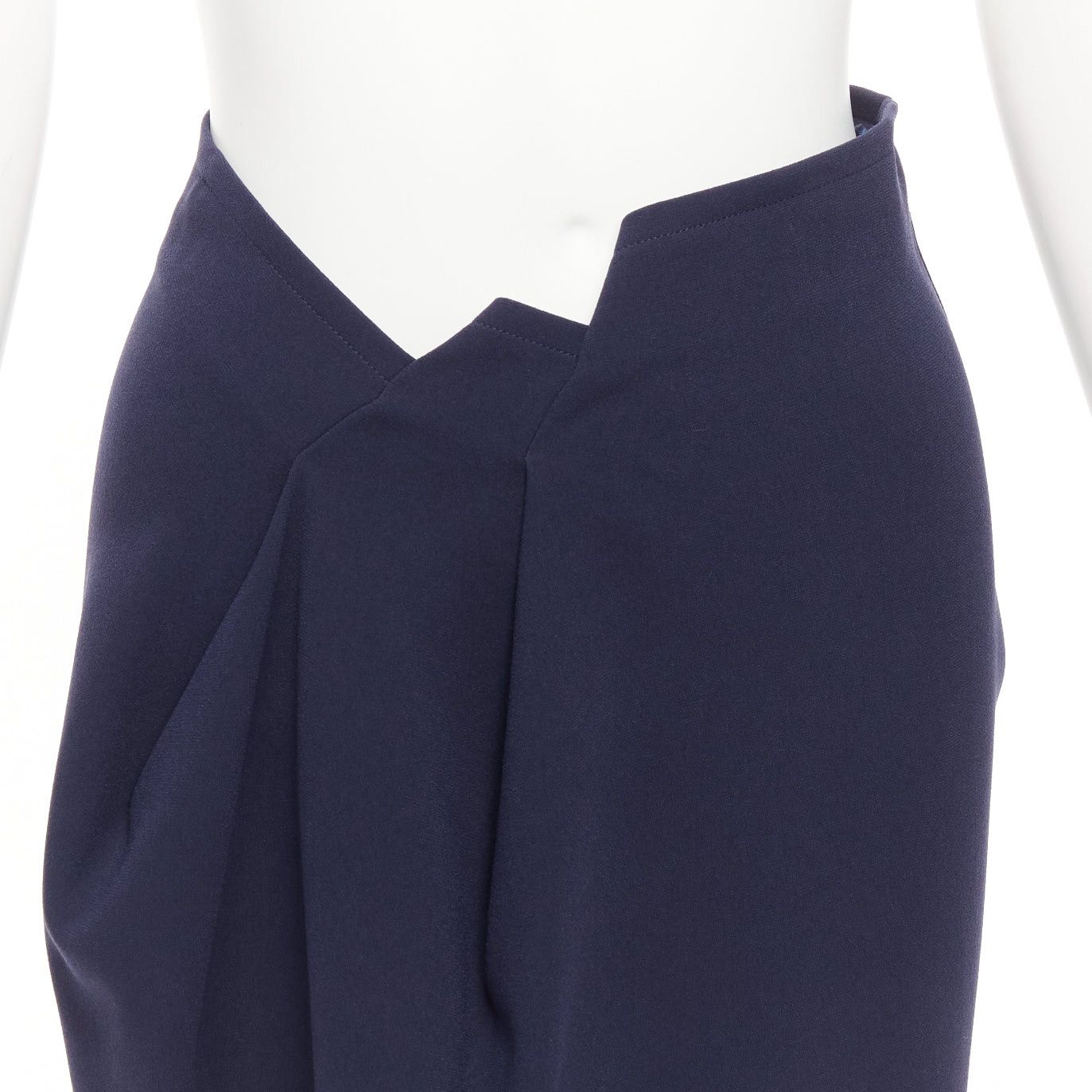 Jil Sander JIL SANDER navy asymmetric jagged cut out waistband skirt FR32 XXS Size 25" / US 0 / IT 36 - 2 Thumbnail