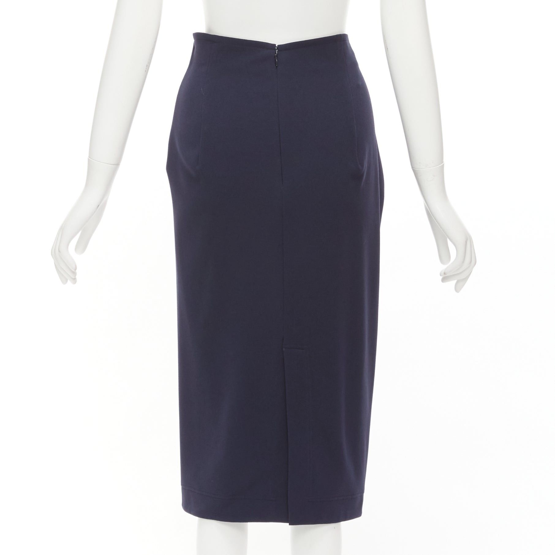 Jil Sander JIL SANDER navy asymmetric jagged cut out waistband skirt FR32 XXS Size 25" / US 0 / IT 36 - 5 Thumbnail