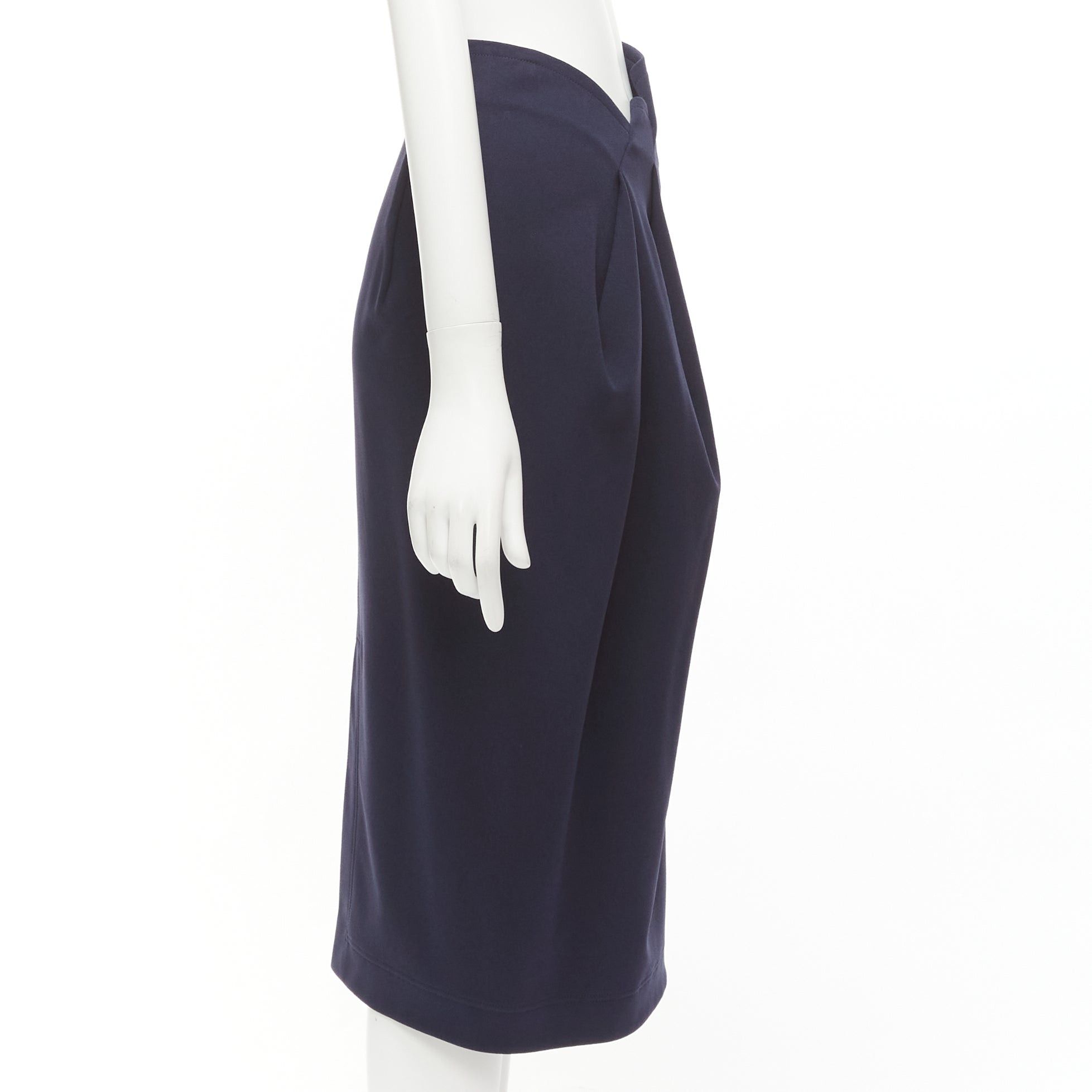 Jil Sander JIL SANDER navy asymmetric jagged cut out waistband skirt FR32 XXS Size 25" / US 0 / IT 36 - 4 Thumbnail