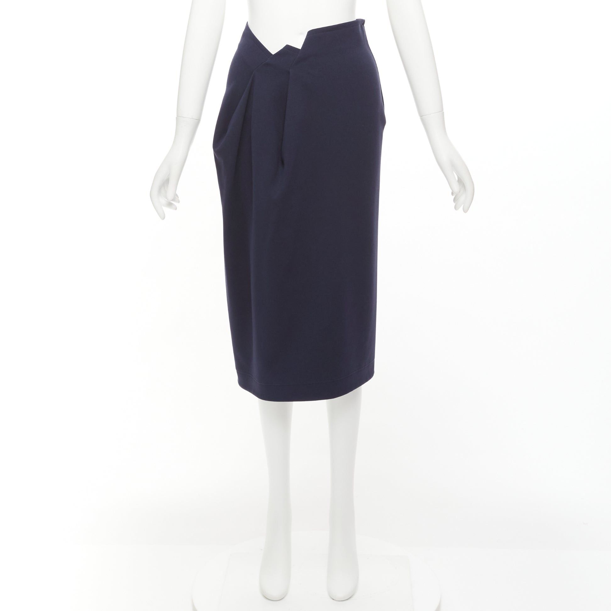 Jil Sander JIL SANDER navy asymmetric jagged cut out waistband skirt FR32 XXS Size 25" / US 0 / IT 36 - 9 Thumbnail