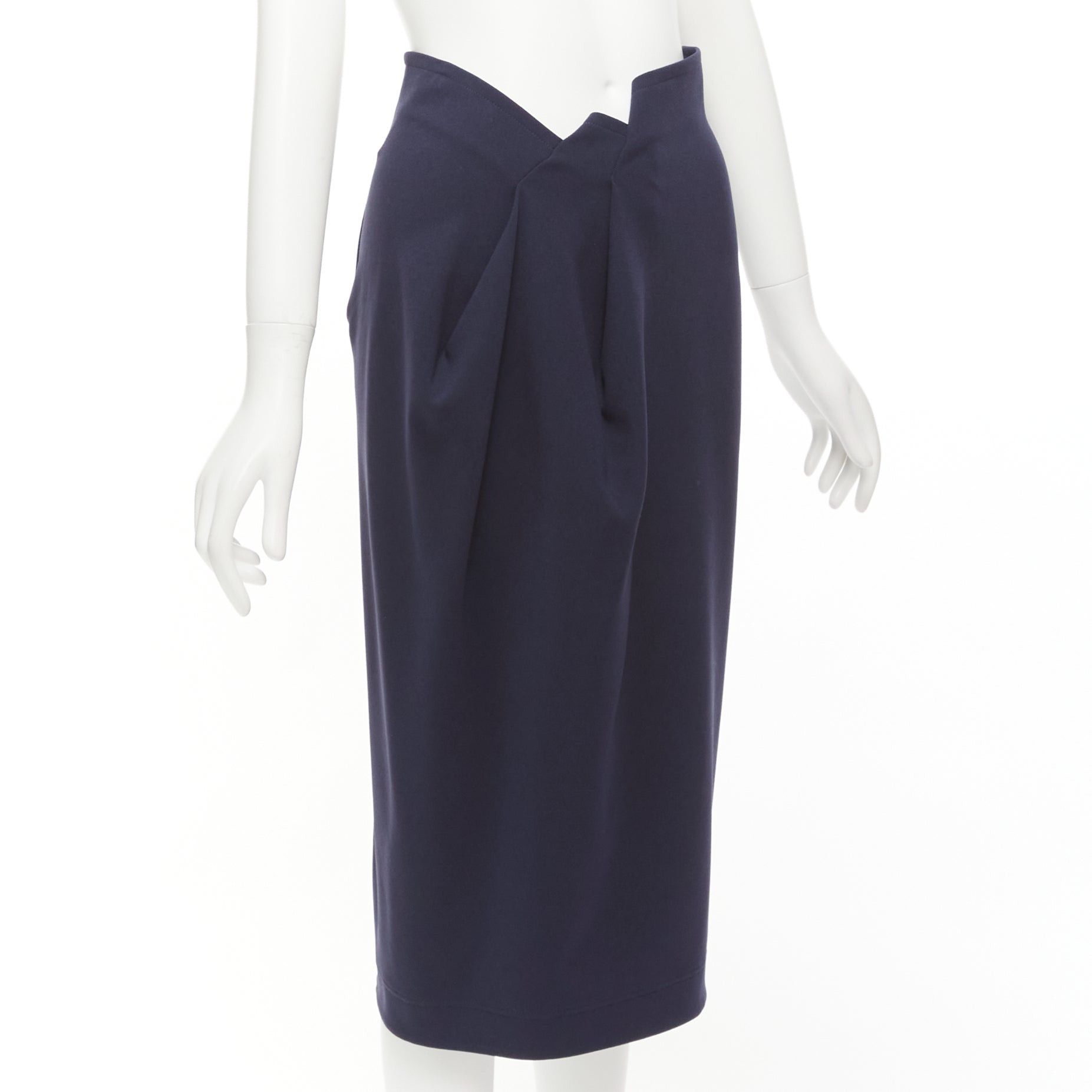 Jil Sander JIL SANDER navy asymmetric jagged cut out waistband skirt FR32 XXS Size 25" / US 0 / IT 36 - 3 Thumbnail