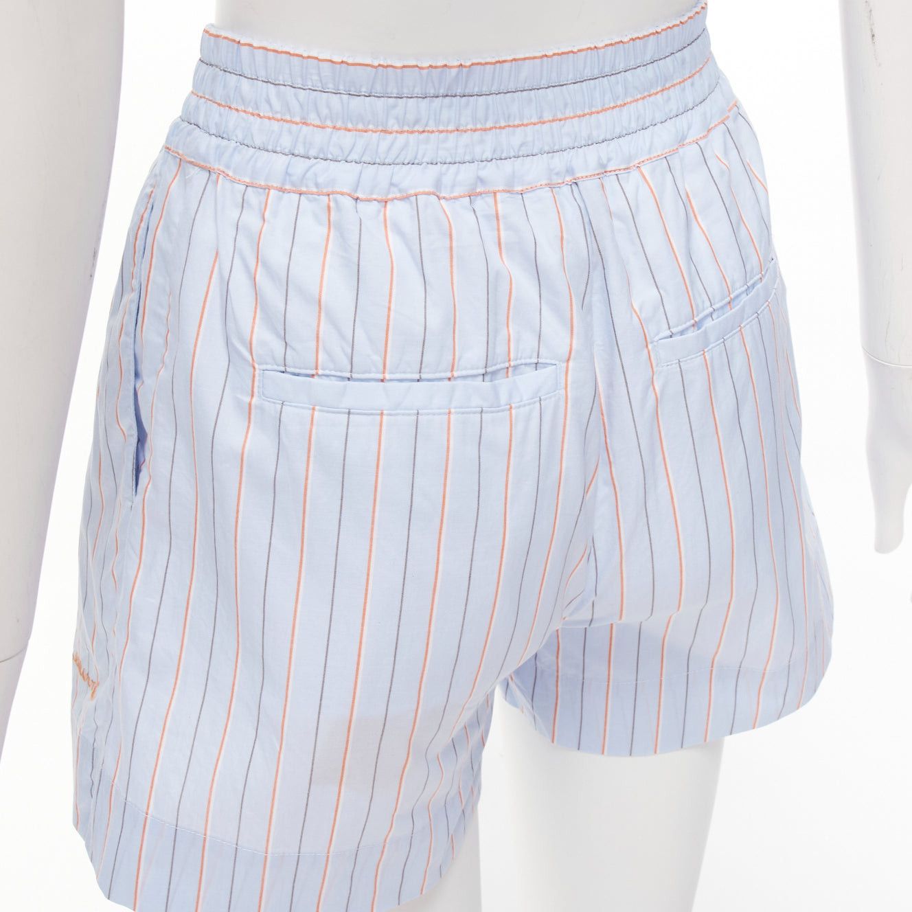 Marni MARNI light blue orange pinstripe embroidered boxer shorts IT36 XXS Size 25" / US 0 / IT 36 - 7 Thumbnail