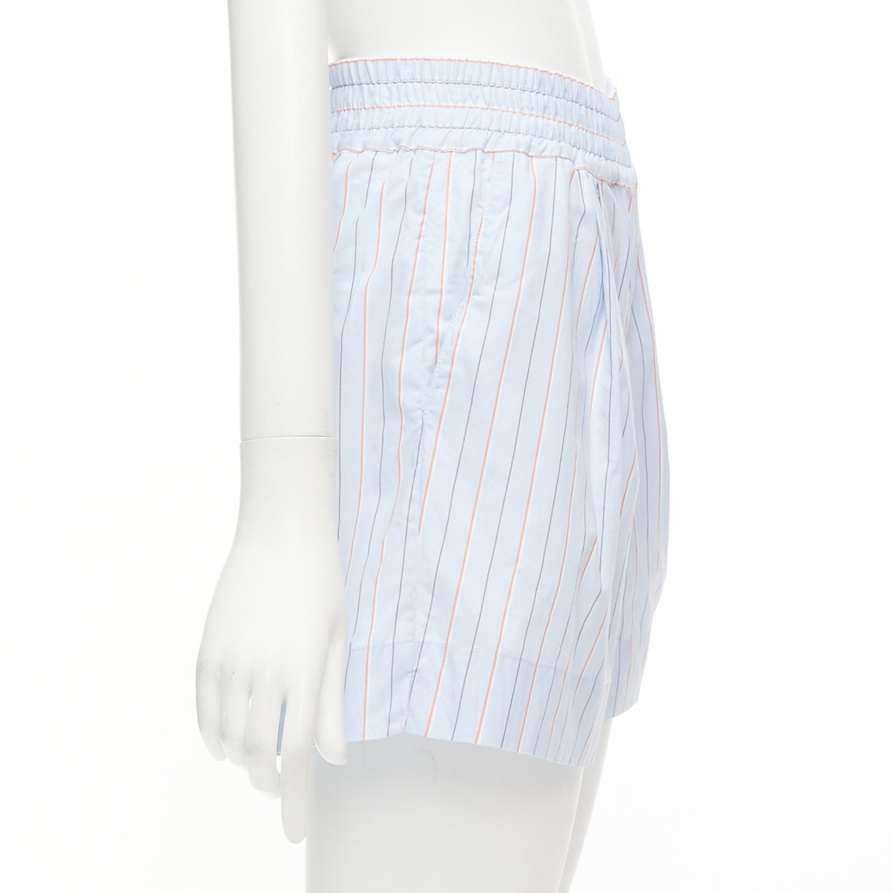 Marni MARNI light blue orange pinstripe embroidered boxer shorts IT36 XXS Size 25" / US 0 / IT 36 - 4 Thumbnail