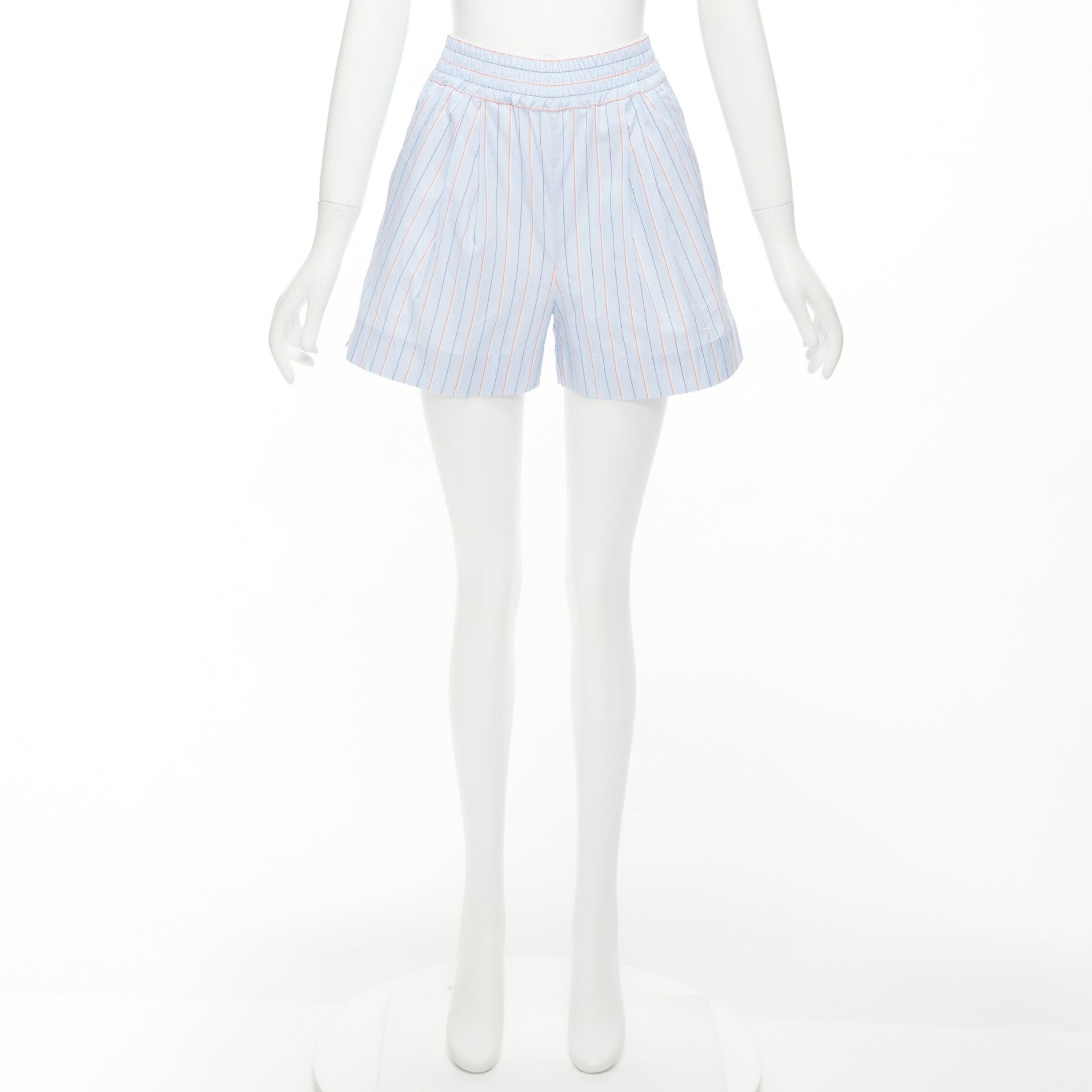 Marni MARNI light blue orange pinstripe embroidered boxer shorts IT36 XXS Size 25" / US 0 / IT 36 - 9 Thumbnail