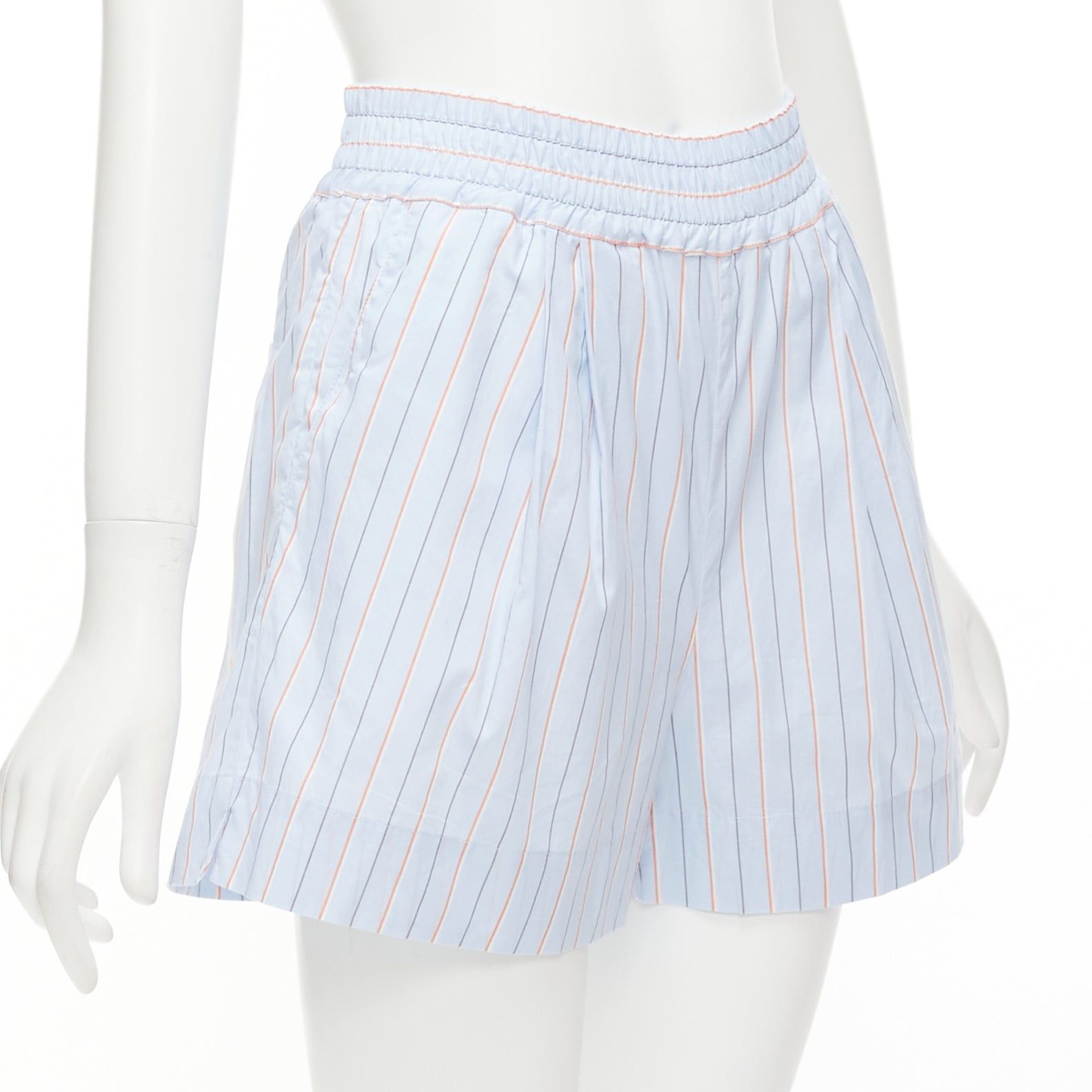 Marni MARNI light blue orange pinstripe embroidered boxer shorts IT36 XXS Size 25" / US 0 / IT 36 - 3 Thumbnail
