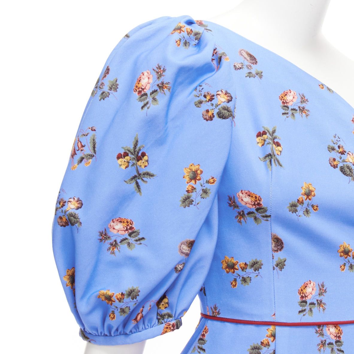 Other MARKARIAN Laurel blue cotton periwinkle floral print one shoulder dress US0 Size XS / US 0-2 / IT 36-38 - 2 Thumbnail