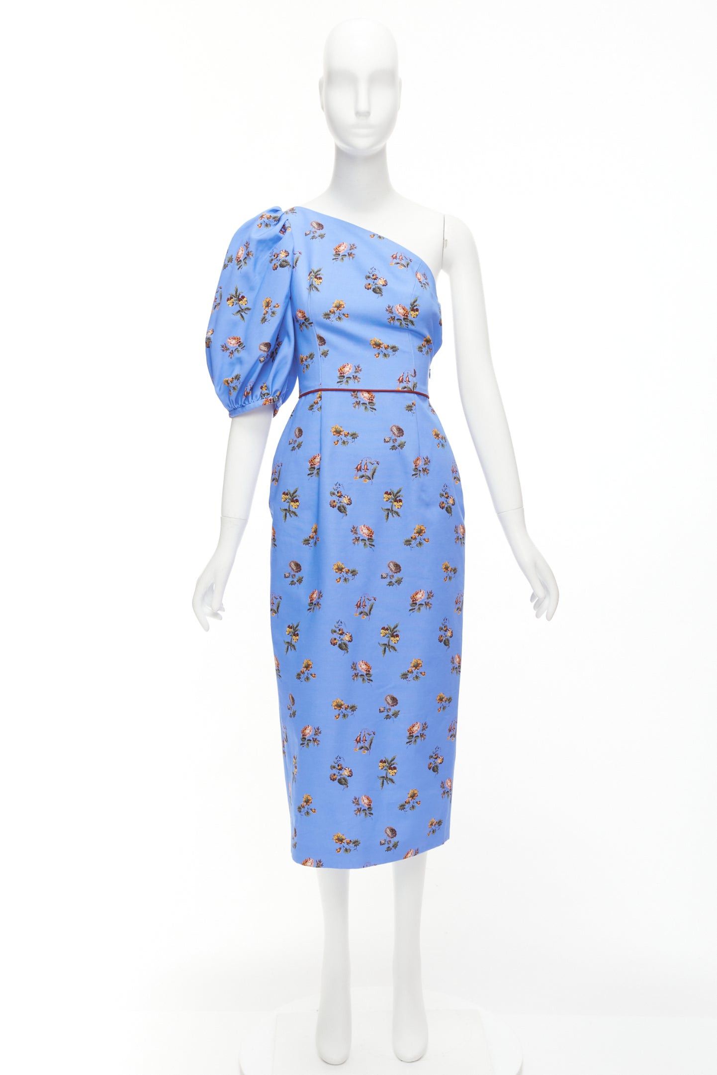 Other MARKARIAN Laurel blue cotton periwinkle floral print one shoulder dress US0 Size XS / US 0-2 / IT 36-38 - 9 Thumbnail