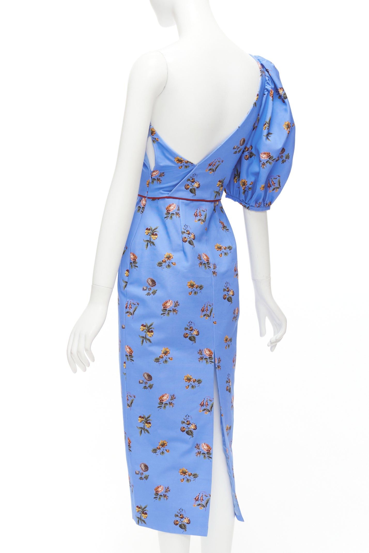 Other MARKARIAN Laurel blue cotton periwinkle floral print one shoulder dress US0 Size XS / US 0-2 / IT 36-38 - 6 Thumbnail
