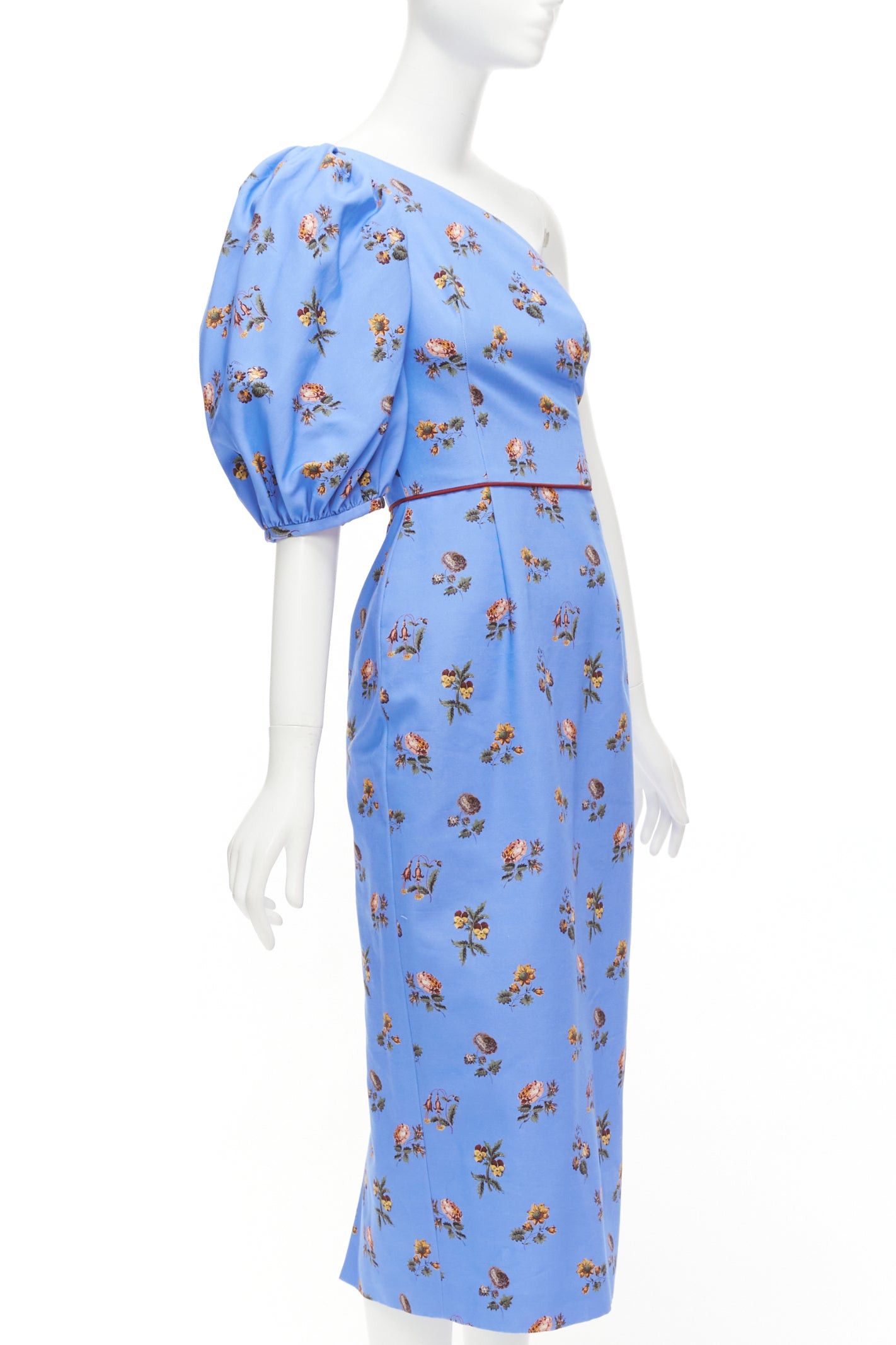 Other MARKARIAN Laurel blue cotton periwinkle floral print one shoulder dress US0 Size XS / US 0-2 / IT 36-38 - 3 Thumbnail