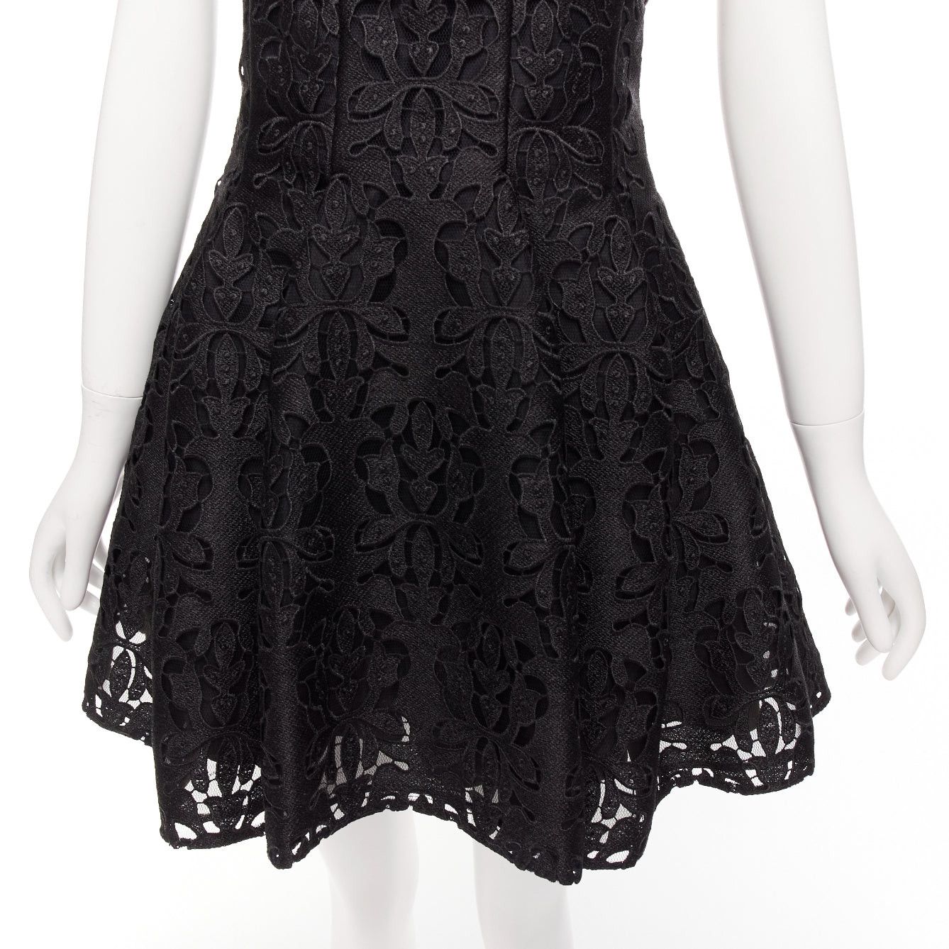 Emilia Wickstead EMILIA WICKSTEAD black floral lace paisley scalloped neckline flared dress UK8 S Size M / US 6-8 / IT 42-44 - 7 Thumbnail