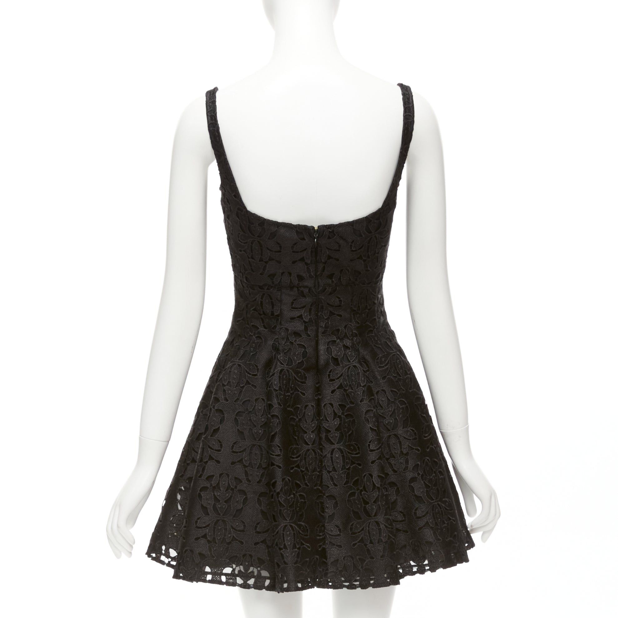 Emilia Wickstead EMILIA WICKSTEAD black floral lace paisley scalloped neckline flared dress UK8 S Size M / US 6-8 / IT 42-44 - 5 Thumbnail