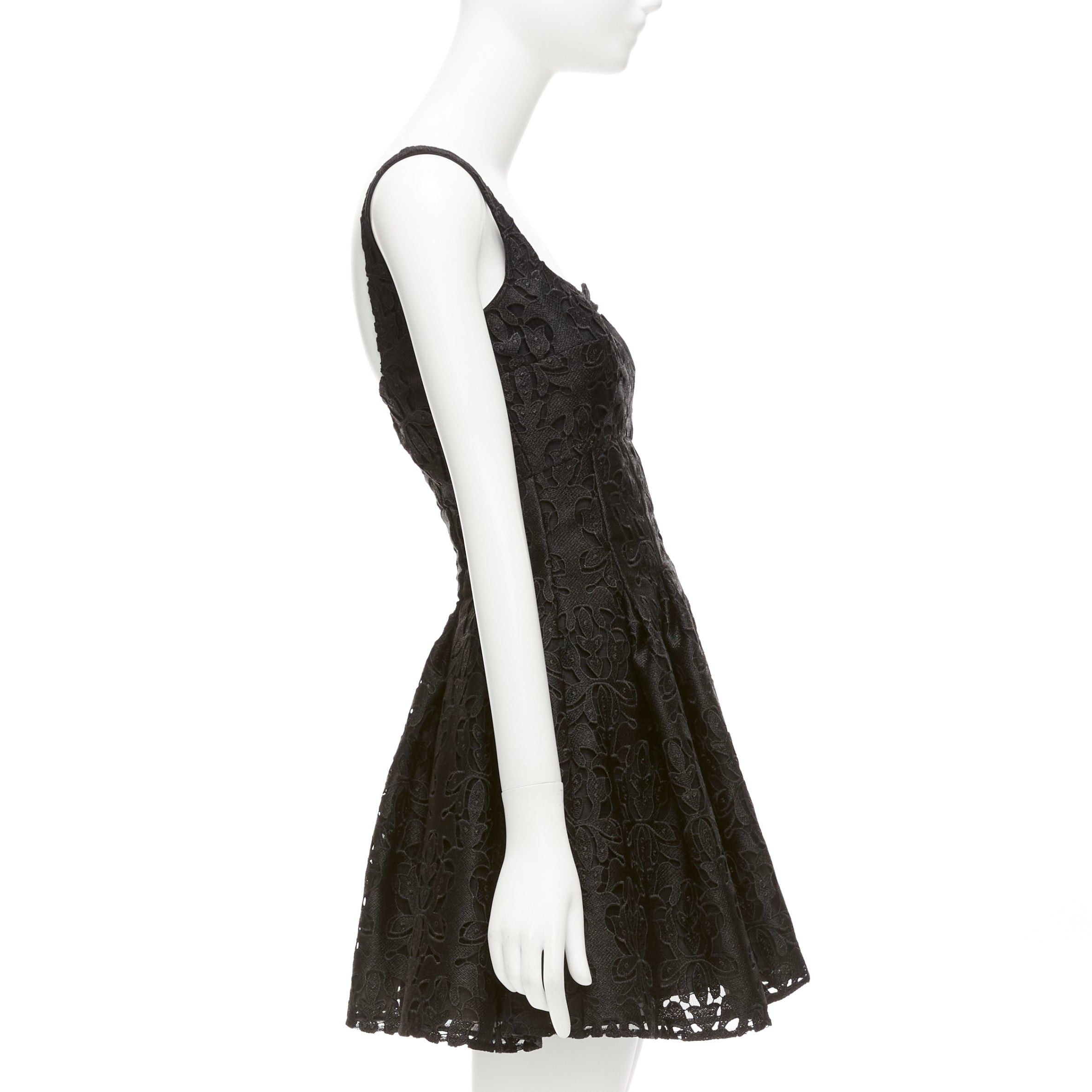 Emilia Wickstead EMILIA WICKSTEAD black floral lace paisley scalloped neckline flared dress UK8 S Size M / US 6-8 / IT 42-44 - 4 Thumbnail