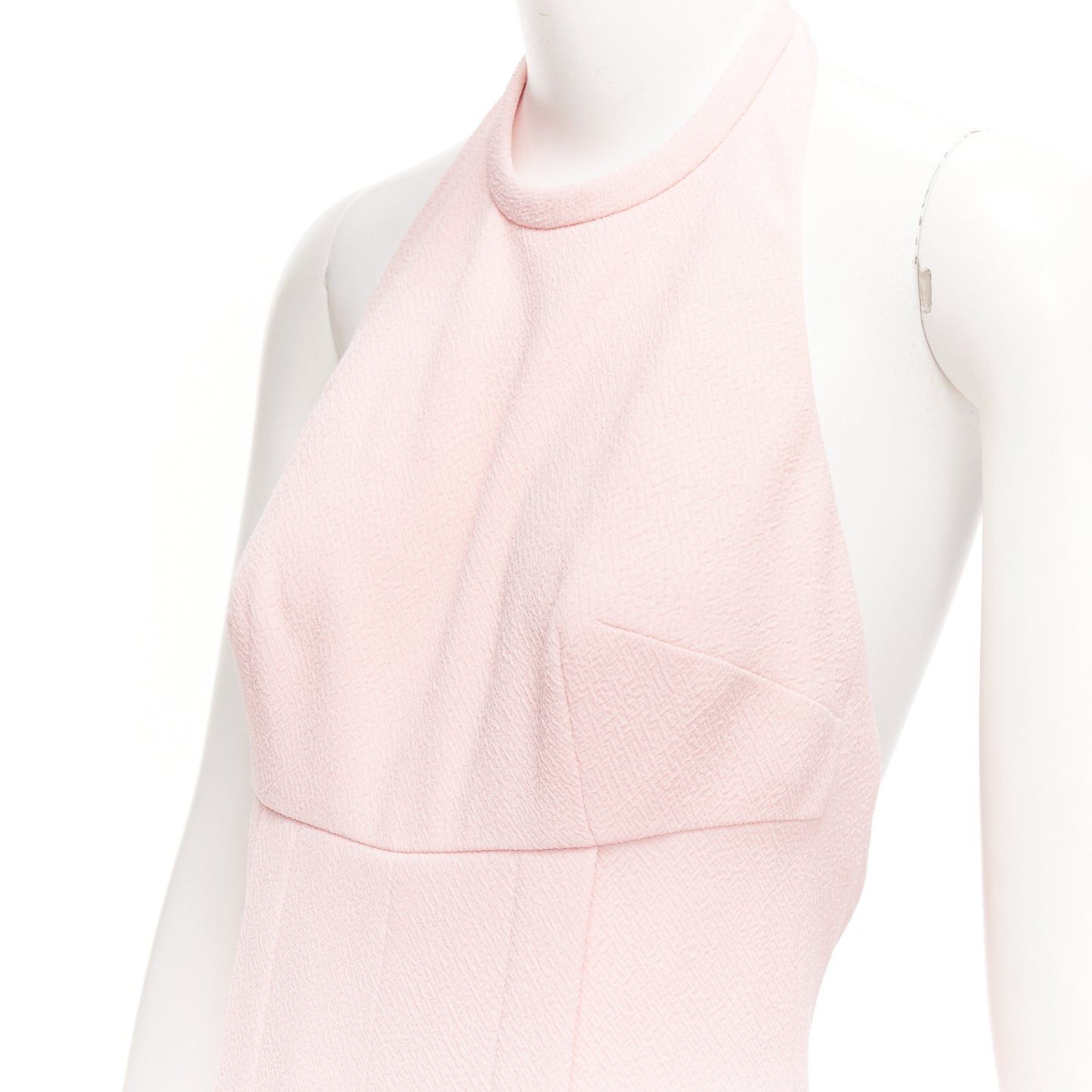 Emilia Wickstead EMILIA WICKSTEAD Sabryn pink pleated front flap back halter wide jumpsuit UK8 S Size 30" / US 8 / IT 44 - 6 Thumbnail