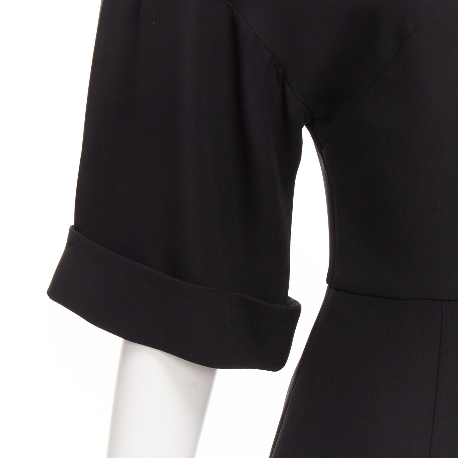 Valentino VALENTINO 100% silk black bell half sleeve wide leg crew neck playsuit IT38 XS Size 26" / US 2 / IT 38 - 2 Thumbnail