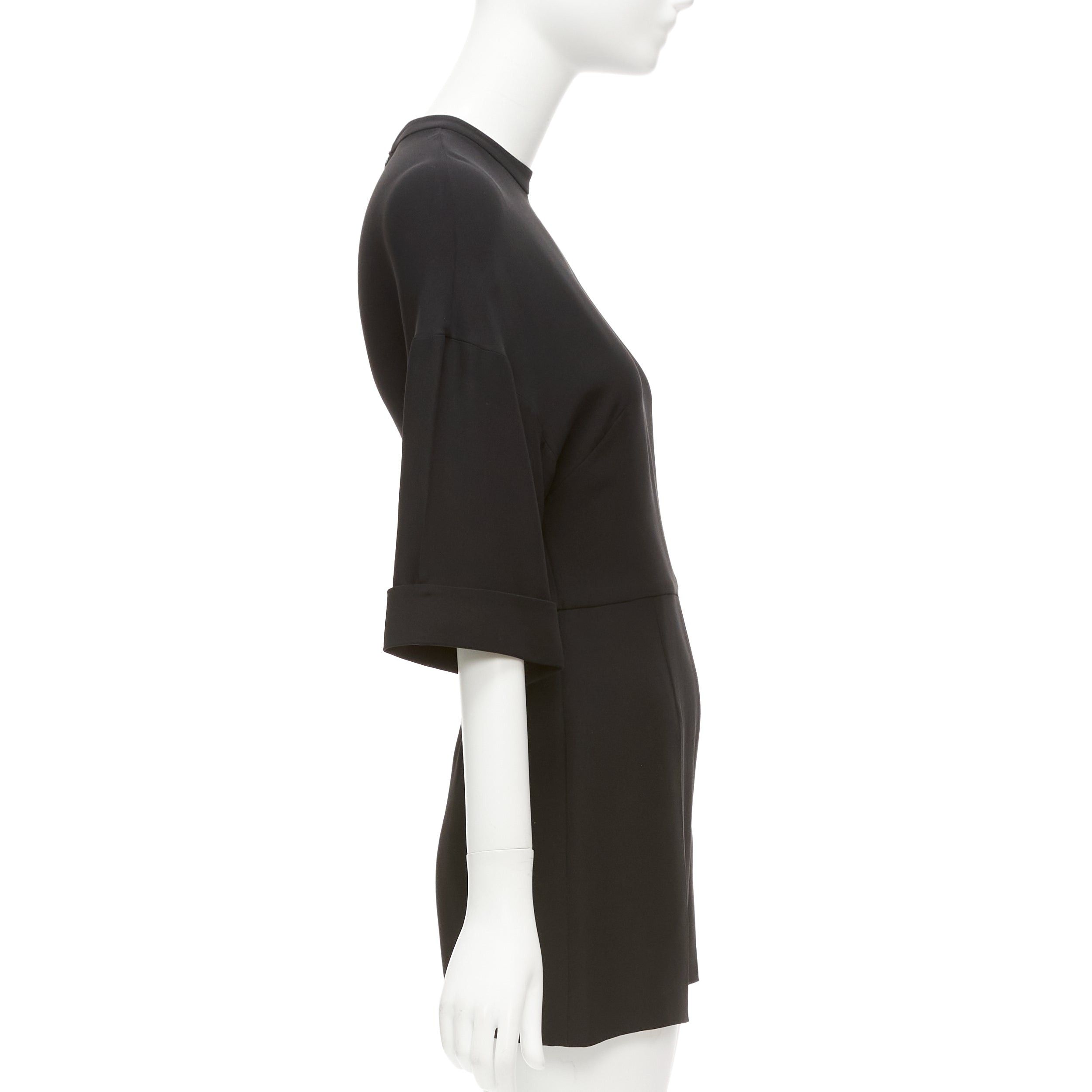 Valentino VALENTINO 100% silk black bell half sleeve wide leg crew neck playsuit IT38 XS Size 26" / US 2 / IT 38 - 4 Thumbnail