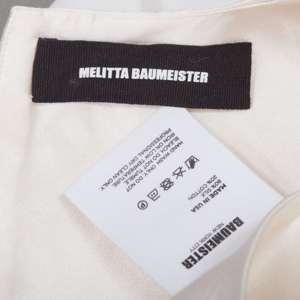 Melitta Baumeister MELITTA BAUMEISTER 2019 cream silk cotton bow back midi tent dress US0 XS Size XS / US 0-2 / IT 36-38 - 8 Thumbnail
