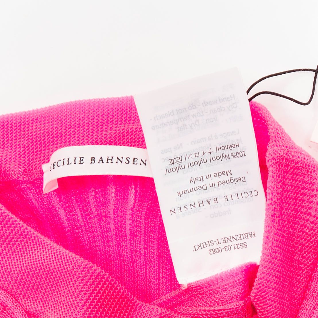 Cecilie Bahnsen CECILIE BAHNSEN Fabienne neon pink ribber sheer crew flare sleeve top XS Size XS / US 0-2 / IT 36-38 - 8 Thumbnail