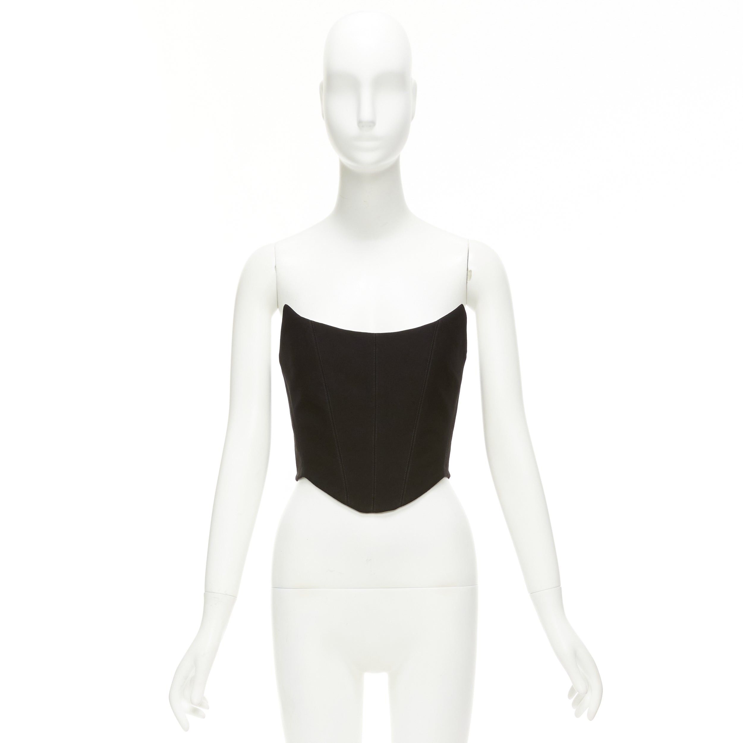 Other ROZIE black pointed neckline boned cropped corset bustier top FR34 XS Size XXS / US 00 / IT 34 - 9 Thumbnail