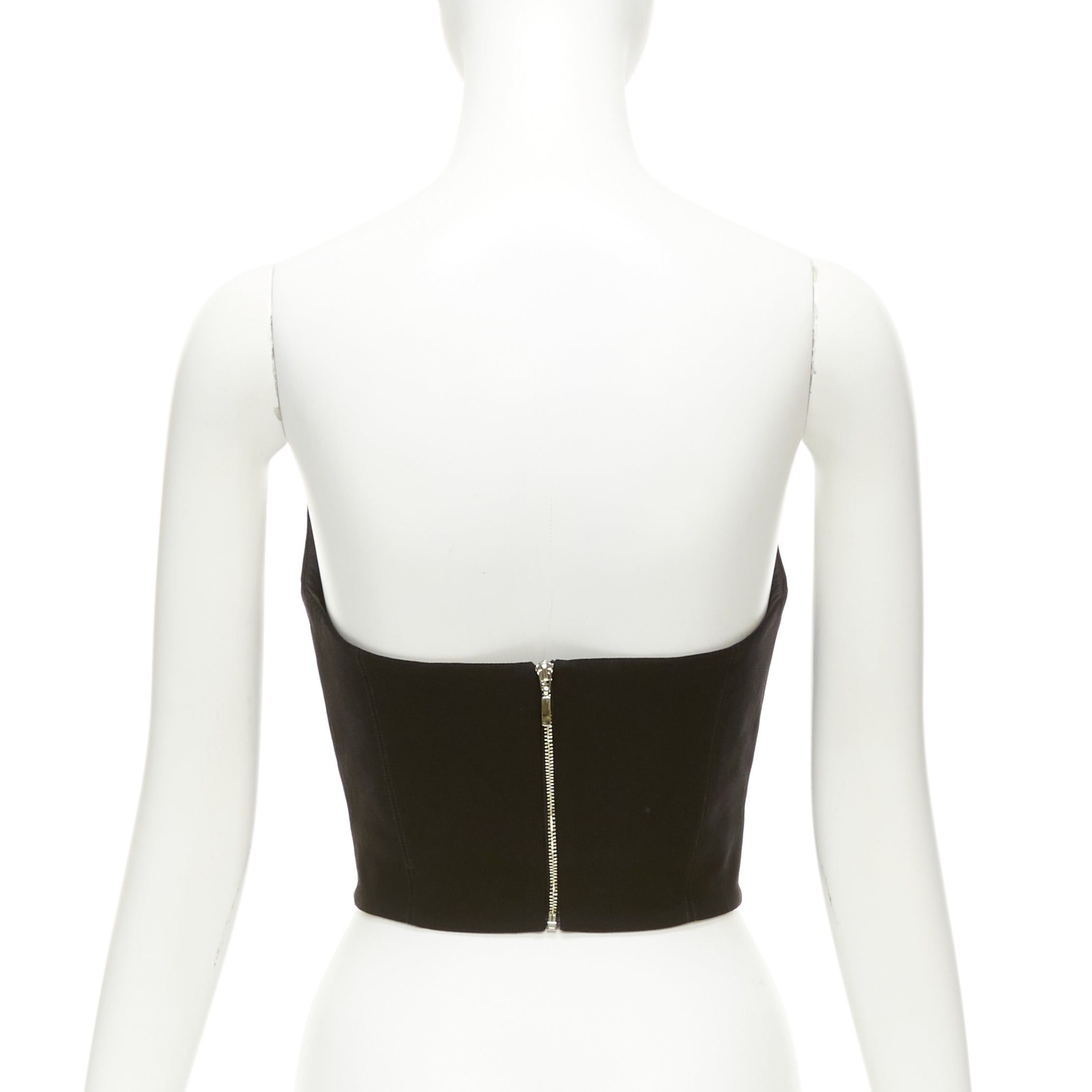 Other ROZIE black pointed neckline boned cropped corset bustier top FR34 XS Size XXS / US 00 / IT 34 - 5 Thumbnail