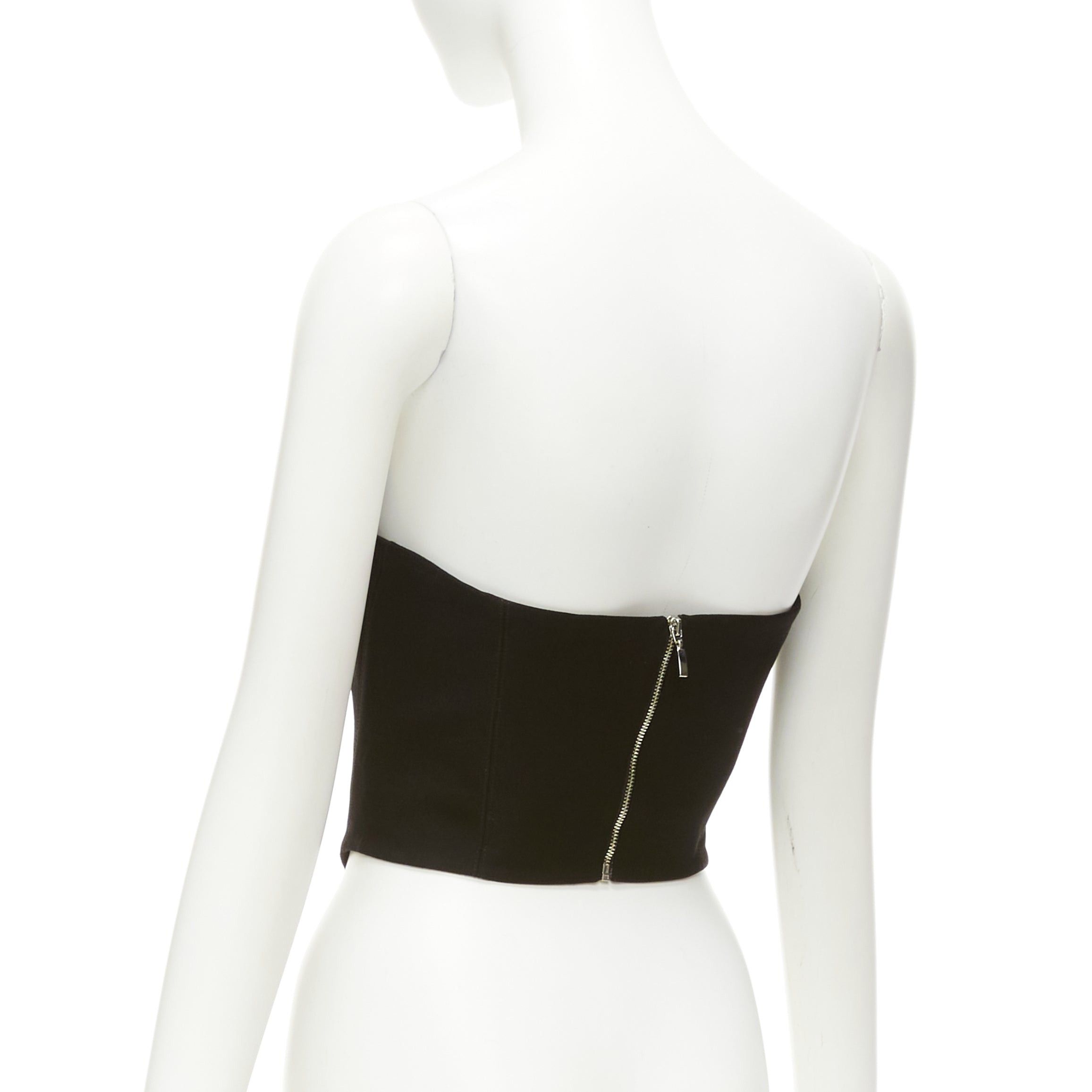 Other ROZIE black pointed neckline boned cropped corset bustier top FR34 XS Size XXS / US 00 / IT 34 - 6 Thumbnail