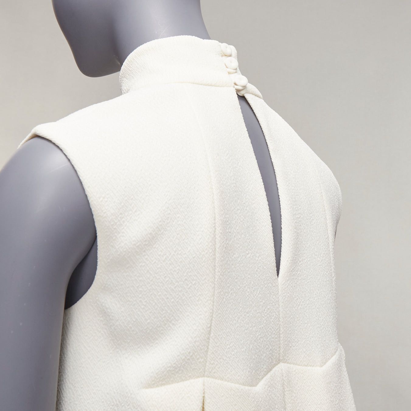 Emilia Wickstead EMILIA WICKSTEAD cream crepe pleated front panel hi neck peplum top UK6 XS Size M / US 6-8 / IT 42-44 - 7 Thumbnail