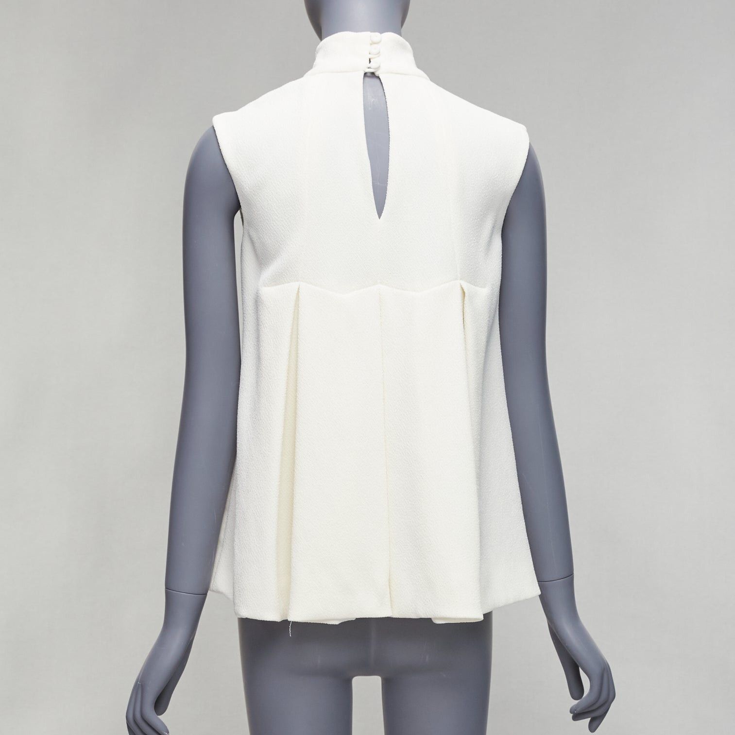 Emilia Wickstead EMILIA WICKSTEAD cream crepe pleated front panel hi neck peplum top UK6 XS Size M / US 6-8 / IT 42-44 - 5 Thumbnail