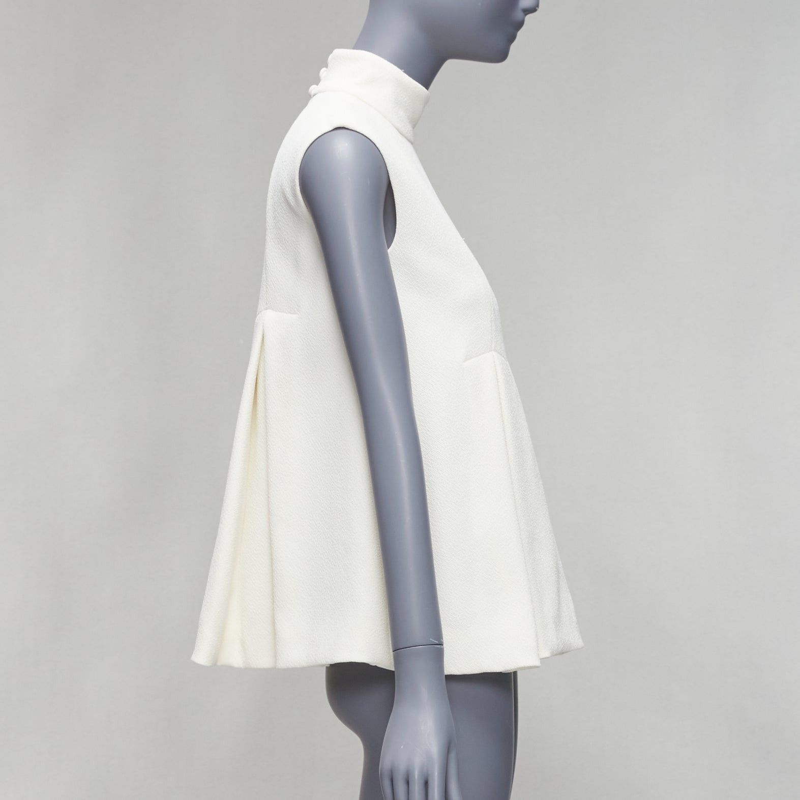 Emilia Wickstead EMILIA WICKSTEAD cream crepe pleated front panel hi neck peplum top UK6 XS Size M / US 6-8 / IT 42-44 - 4 Thumbnail