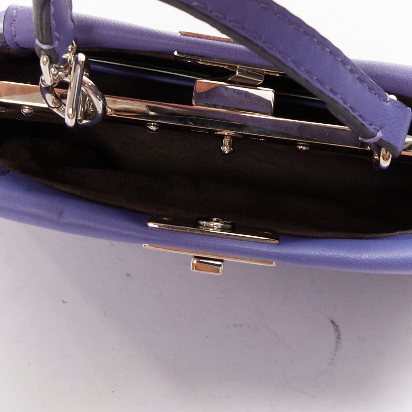 Fendi FENDI Micro Peekaboo purple leather turnlock mini crossbody satchel bag Size ONE SIZE - 8 Thumbnail