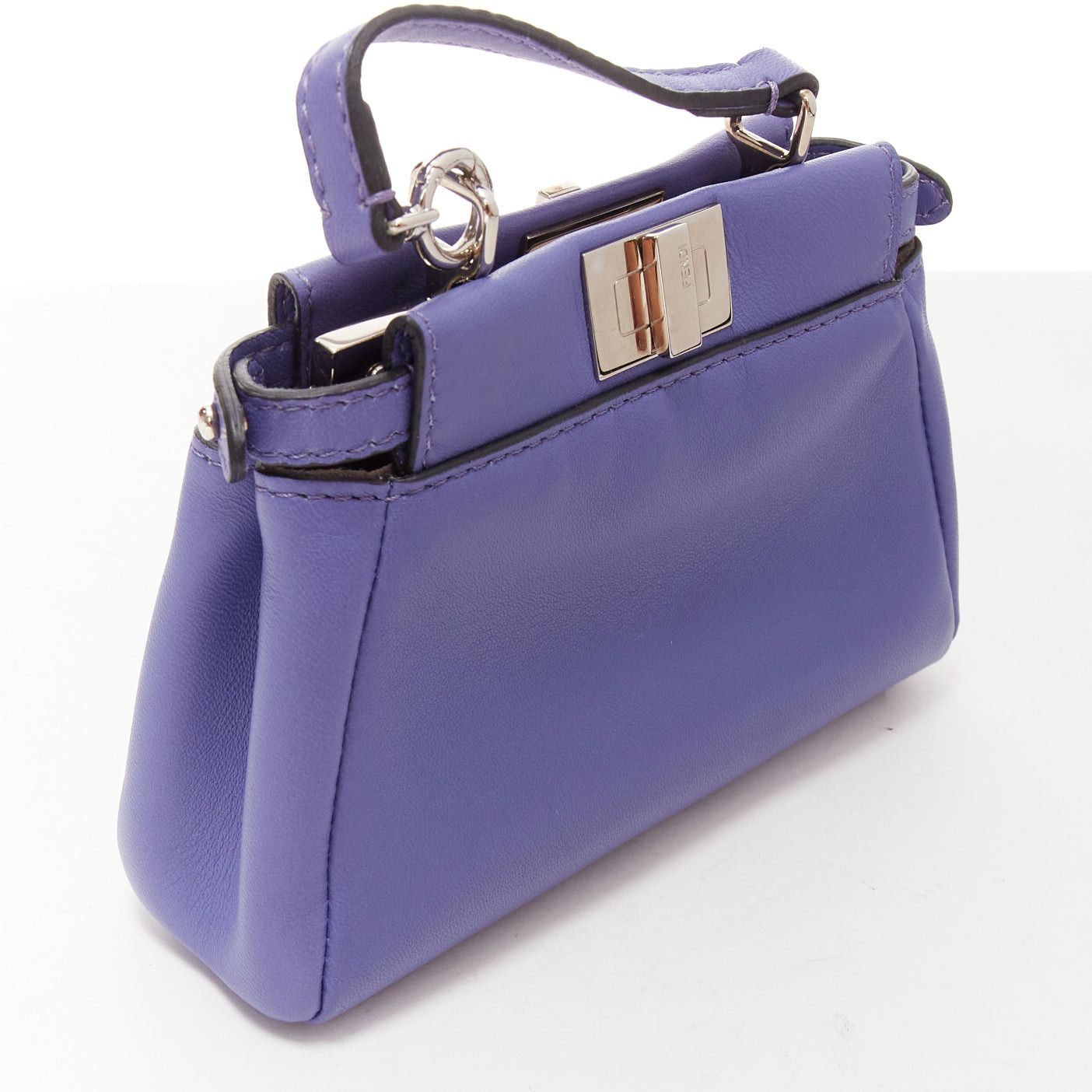 Fendi FENDI Micro Peekaboo purple leather turnlock mini crossbody satchel bag Size ONE SIZE - 7 Thumbnail