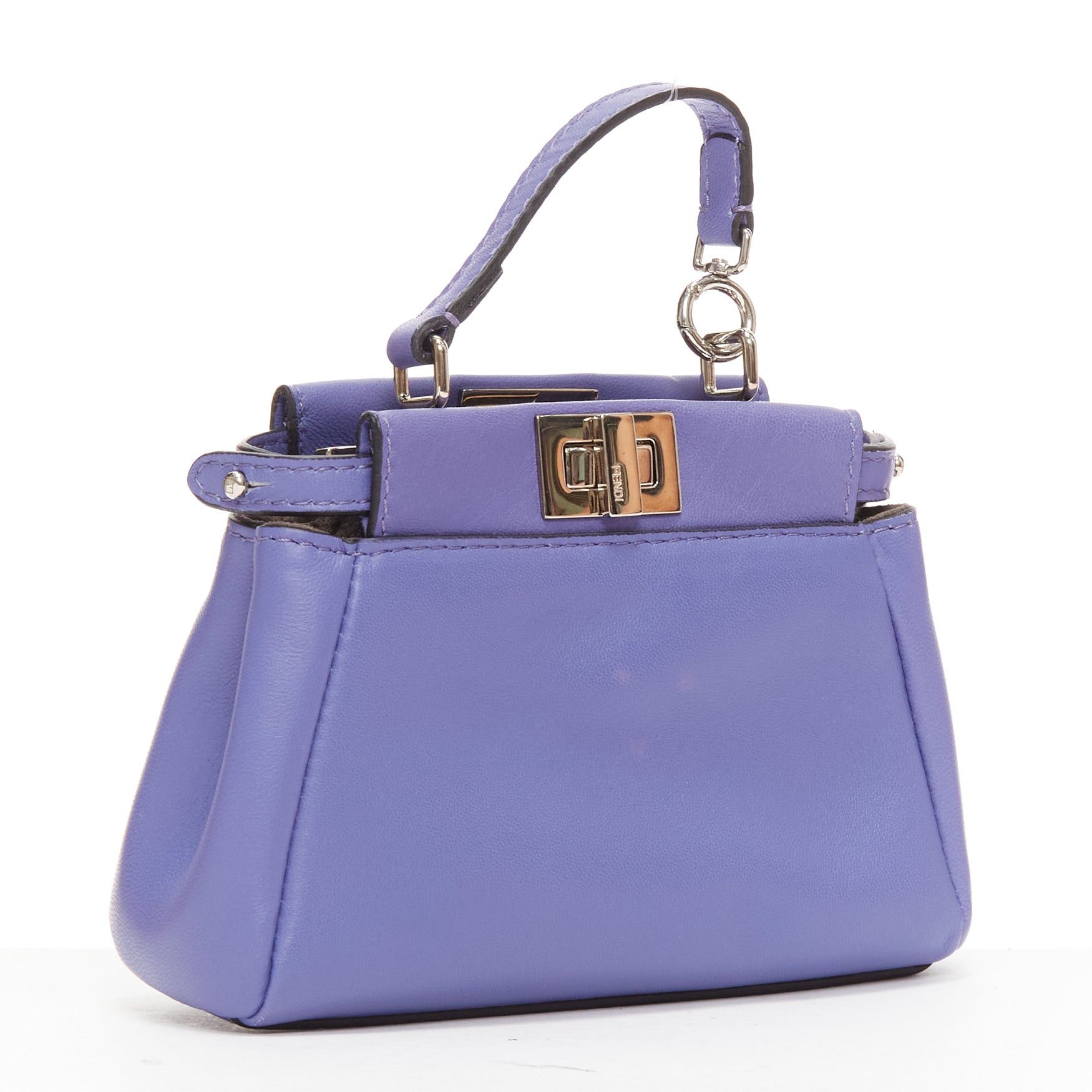 Fendi FENDI Micro Peekaboo purple leather turnlock mini crossbody satchel bag Size ONE SIZE - 3 Thumbnail