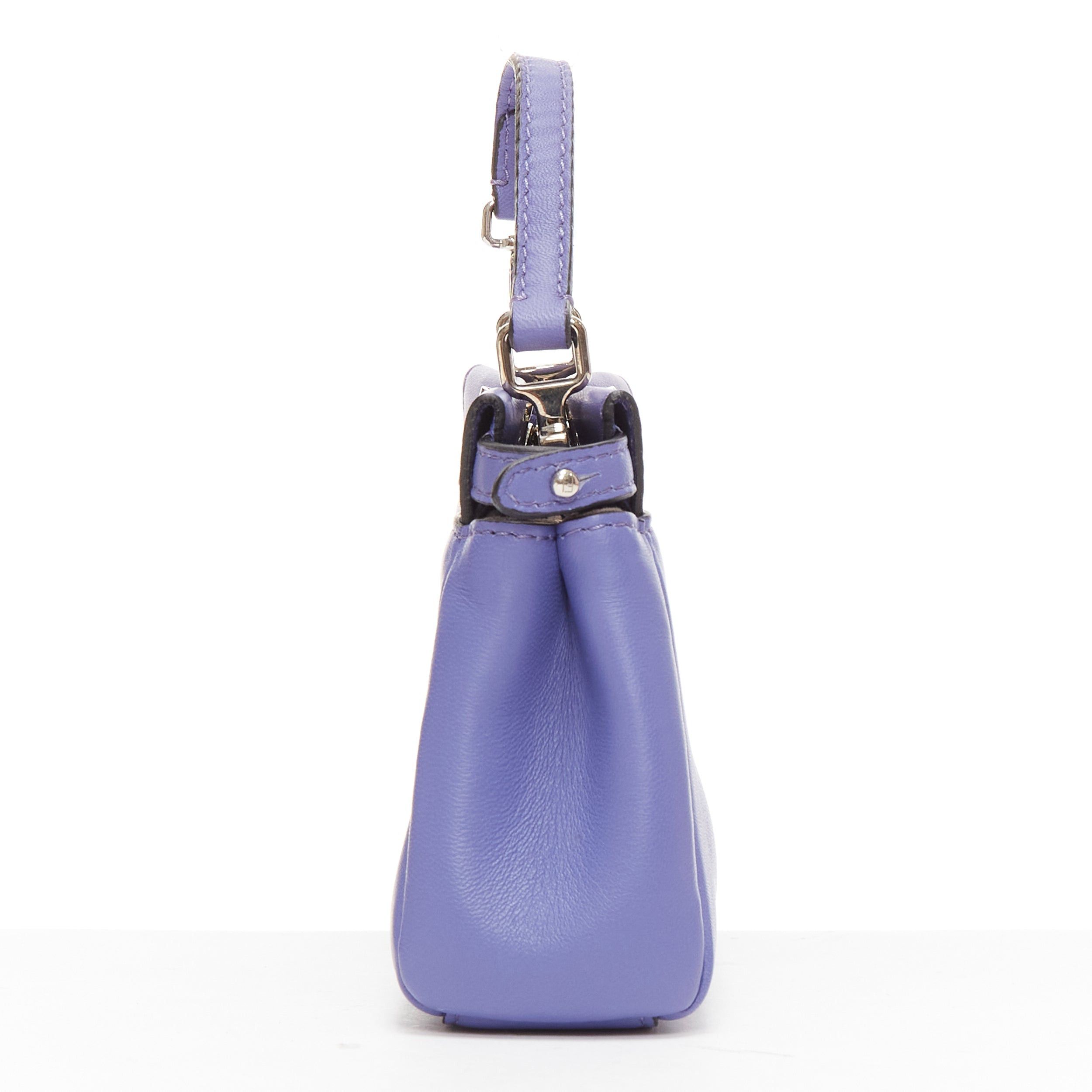 Fendi FENDI Micro Peekaboo purple leather turnlock mini crossbody satchel bag Size ONE SIZE - 4 Thumbnail