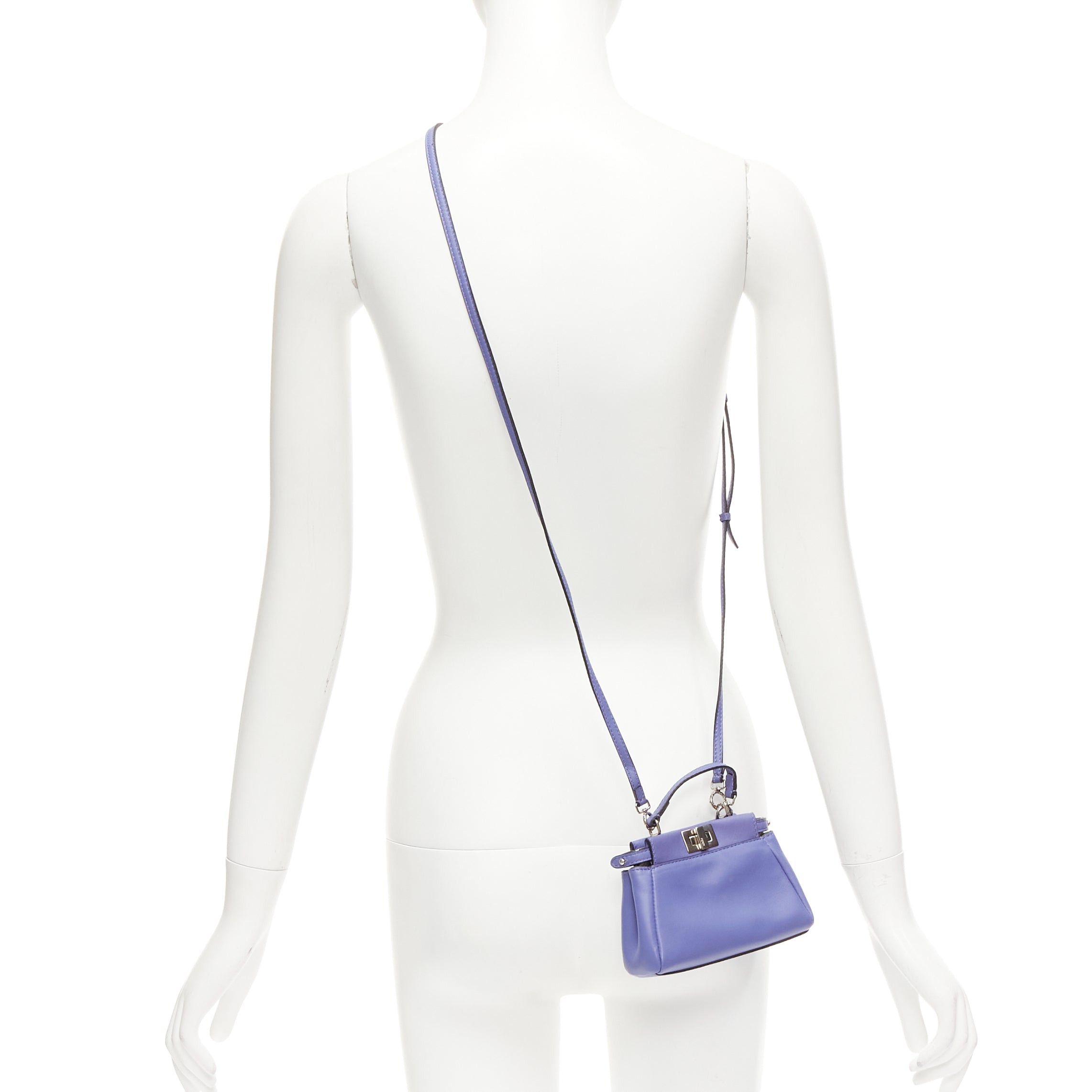 Fendi FENDI Micro Peekaboo purple leather turnlock mini crossbody satchel bag Size ONE SIZE - 2 Thumbnail