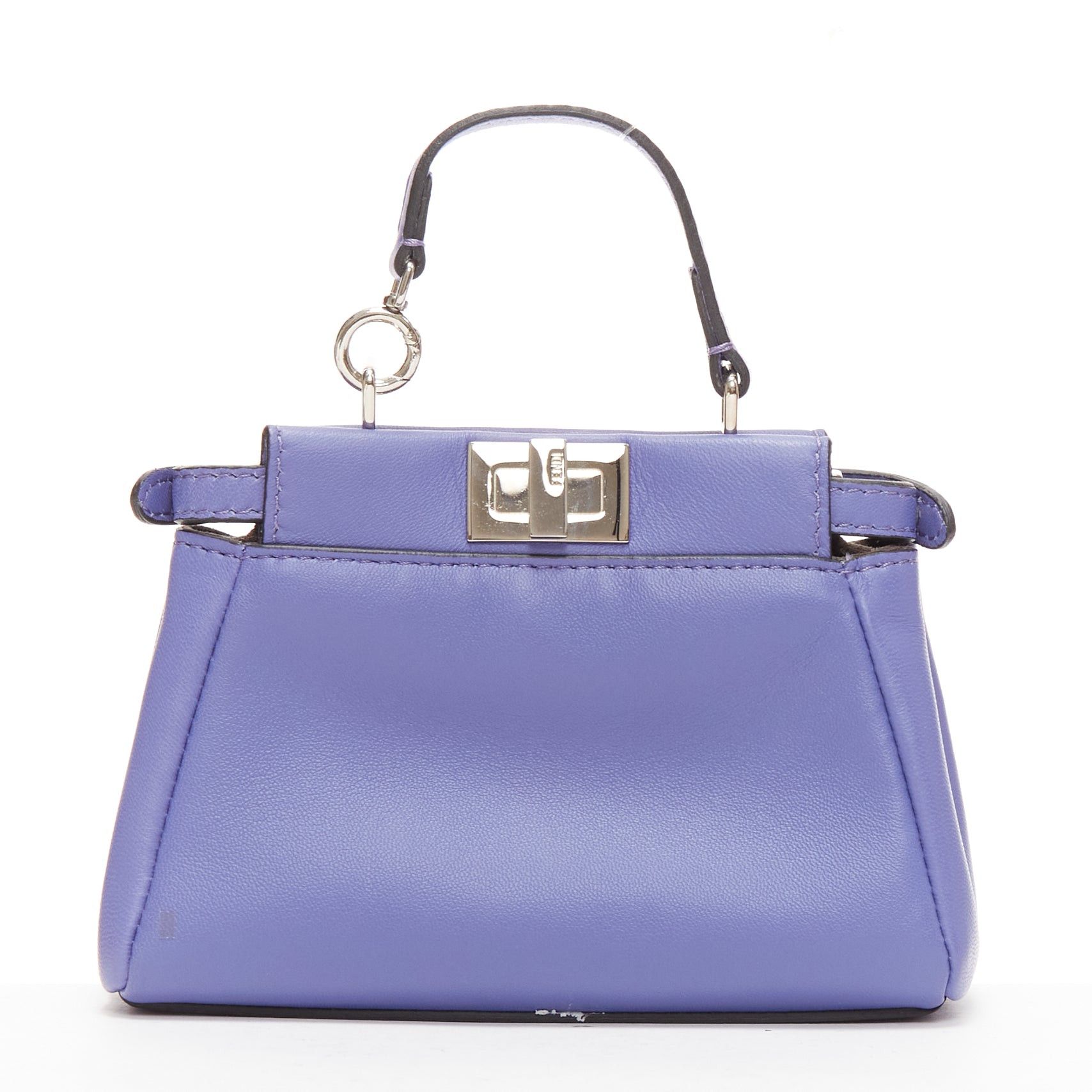 Fendi FENDI Micro Peekaboo purple leather turnlock mini crossbody satchel bag Size ONE SIZE - 5 Thumbnail