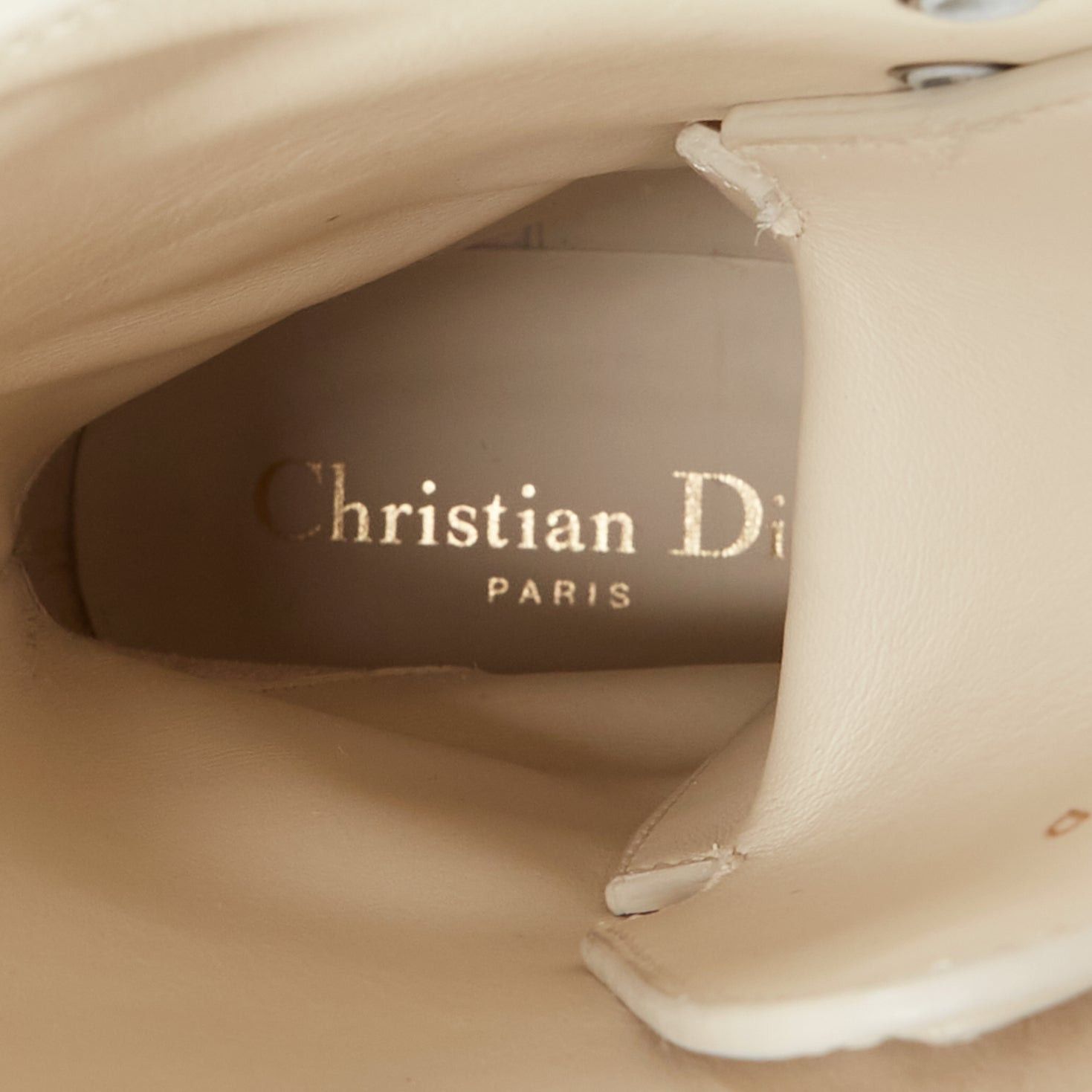 Dior DIOR Dioriron cream CD logo back rubber cap combat boots EU38 Size US 8 / IT 38 - 9 Thumbnail