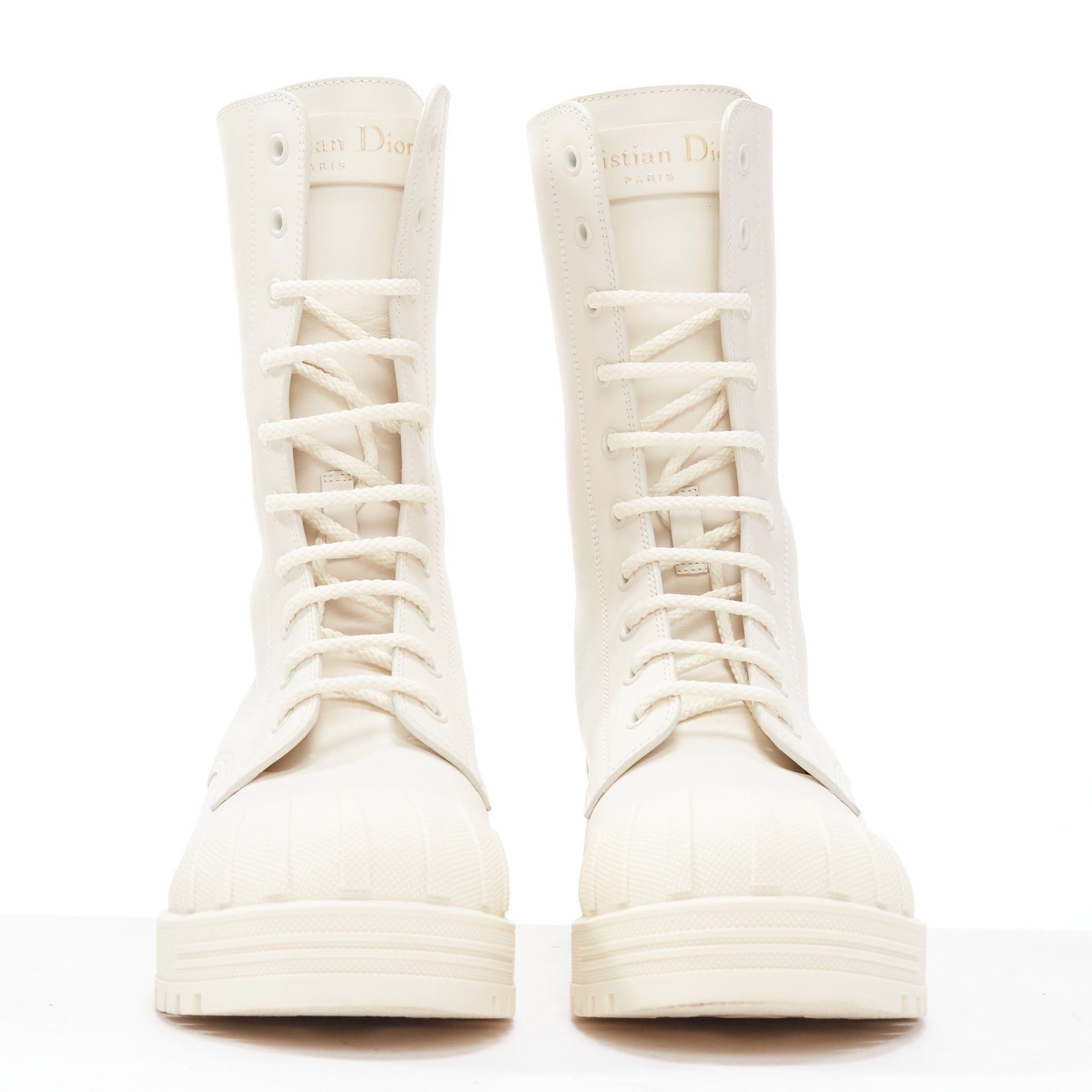 Dior DIOR Dioriron cream CD logo back rubber cap combat boots EU38 Size US 8 / IT 38 - 3 Thumbnail