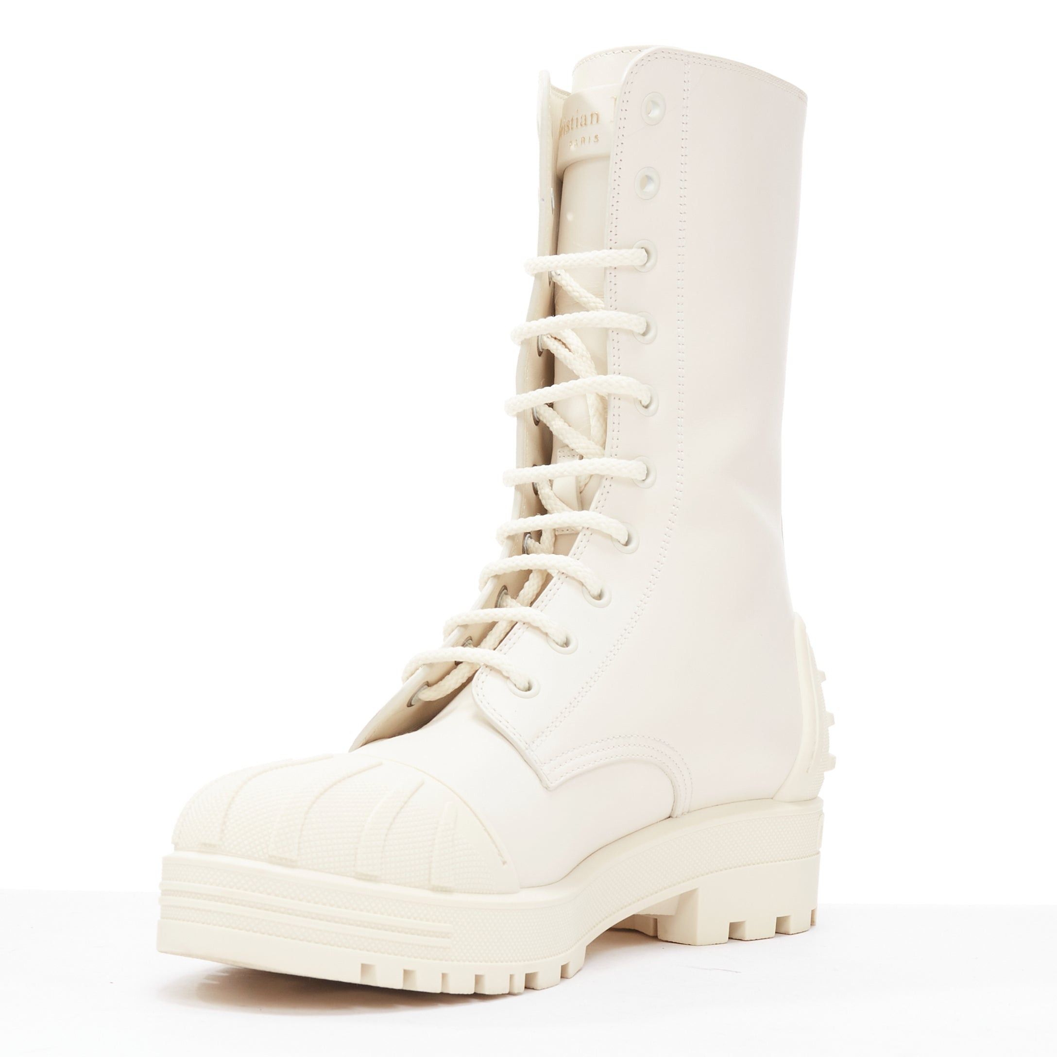 Dior DIOR Dioriron cream CD logo back rubber cap combat boots EU38 Size US 8 / IT 38 - 4 Thumbnail