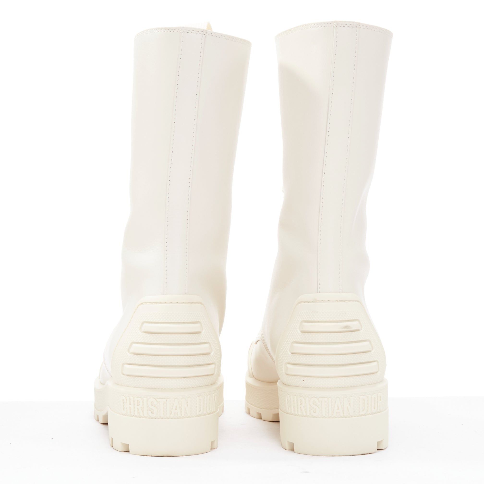 Dior DIOR Dioriron cream CD logo back rubber cap combat boots EU38 Size US 8 / IT 38 - 5 Thumbnail