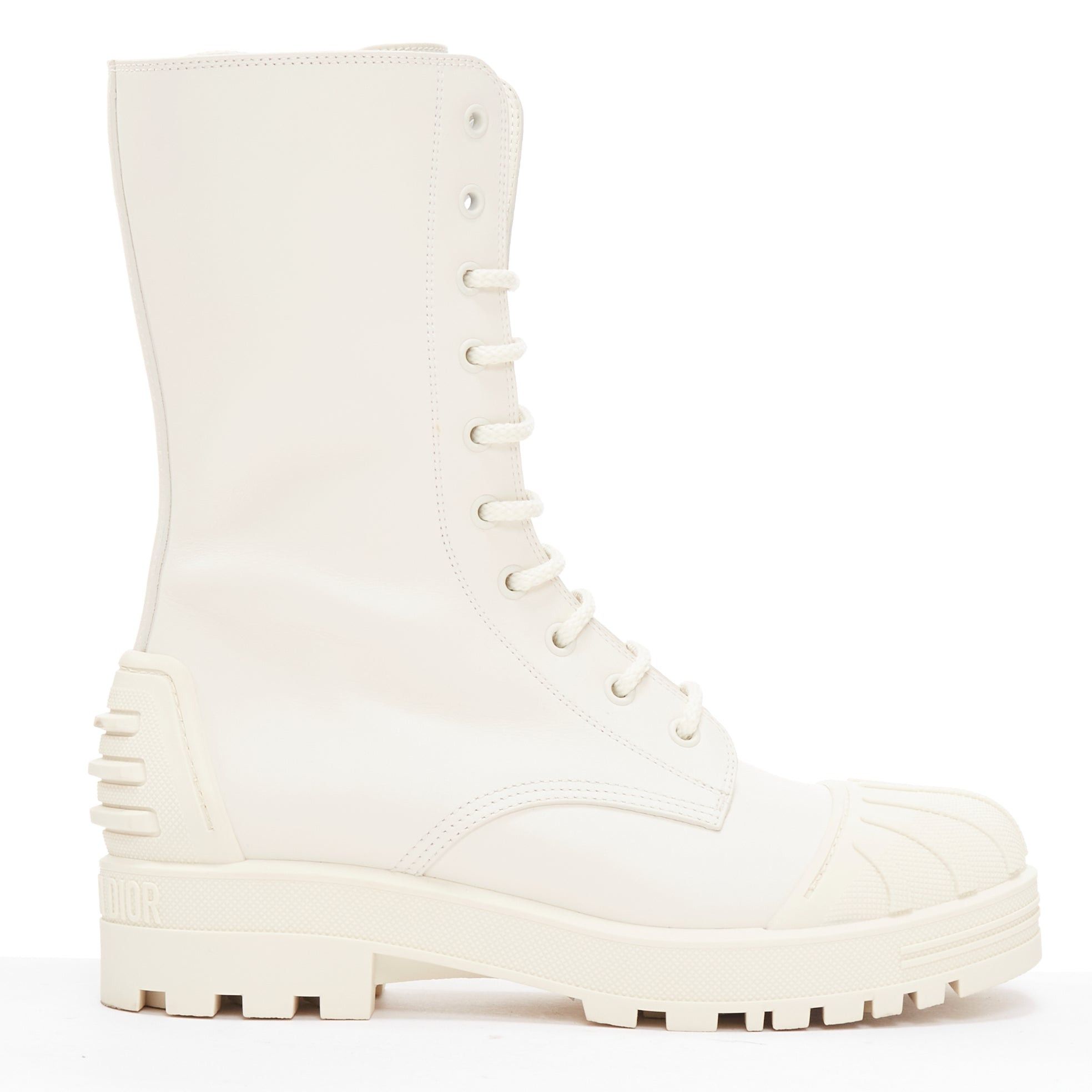 Dior DIOR Dioriron cream CD logo back rubber cap combat boots EU38 Size US 8 / IT 38 - 2 Thumbnail