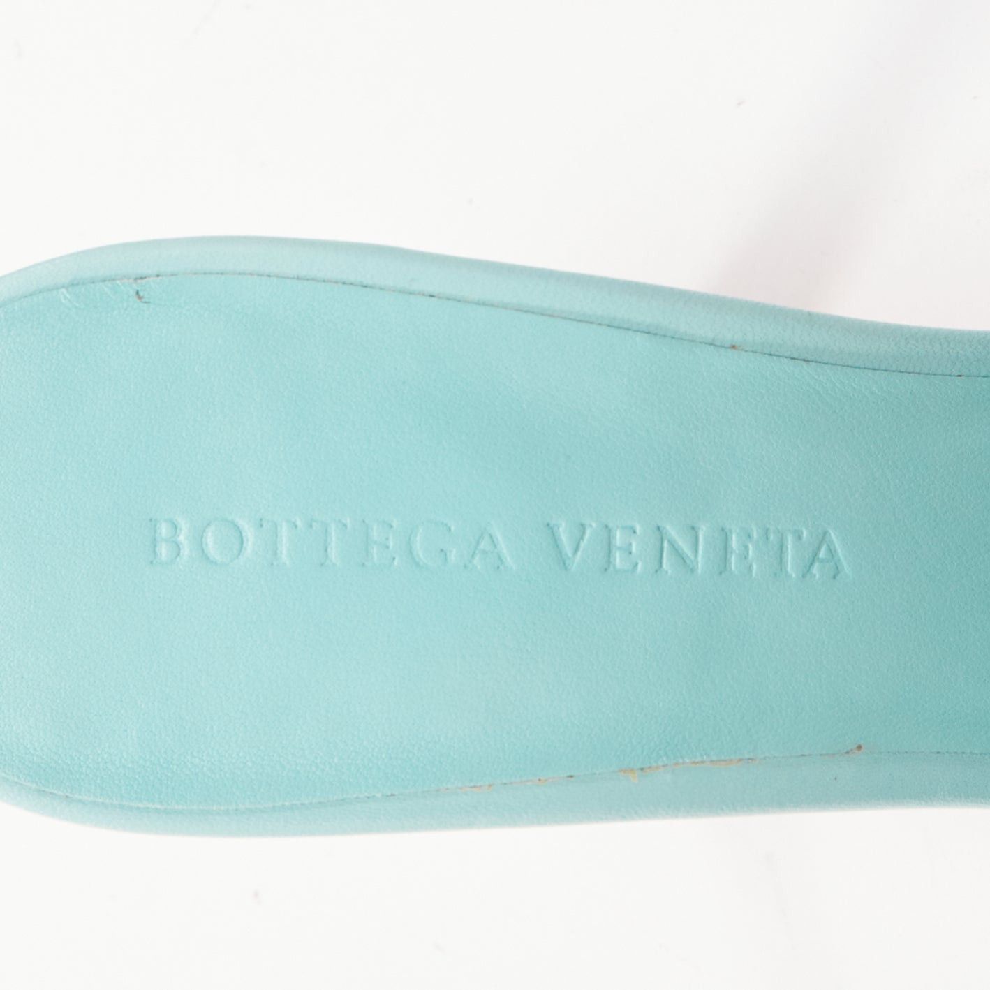 Bottega Veneta BOTTEGA VENETA Padded Matelasse light blue leather open square toe mule sandals EU37 Size US 7 / IT 37 - 9 Thumbnail