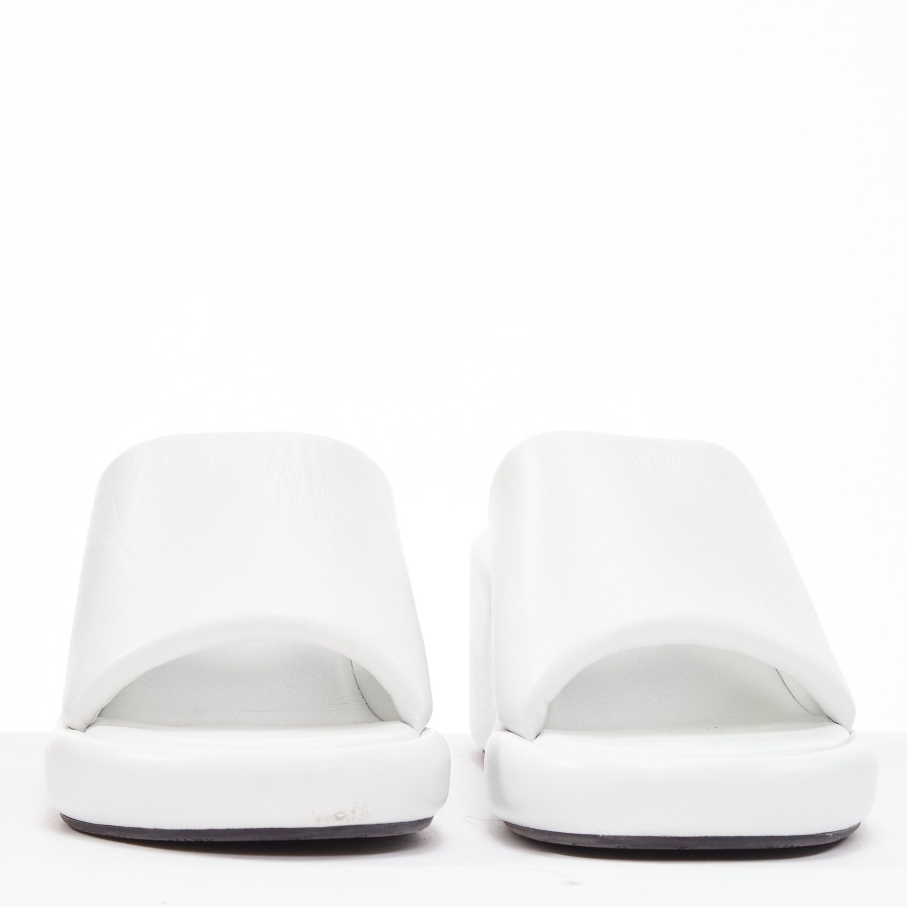Balenciaga BALENCIAGA Rise white calf leather black logo padded wedged slides EU38 Size US 8 / IT 38 - 4 Thumbnail