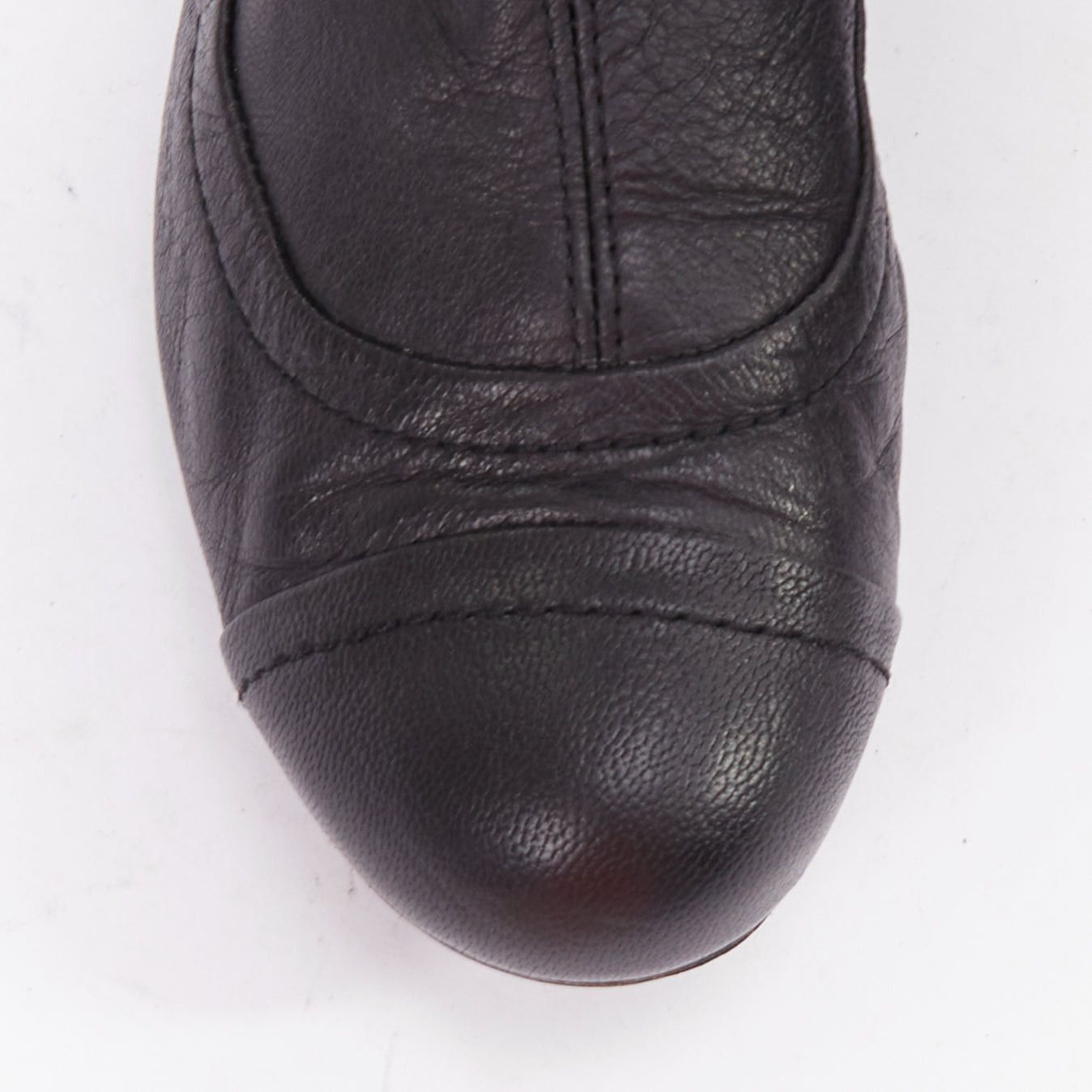 Lanvin LANVIN black soft leather round toe panelled flat long boots Size US 7 / IT 37 - 6 Thumbnail
