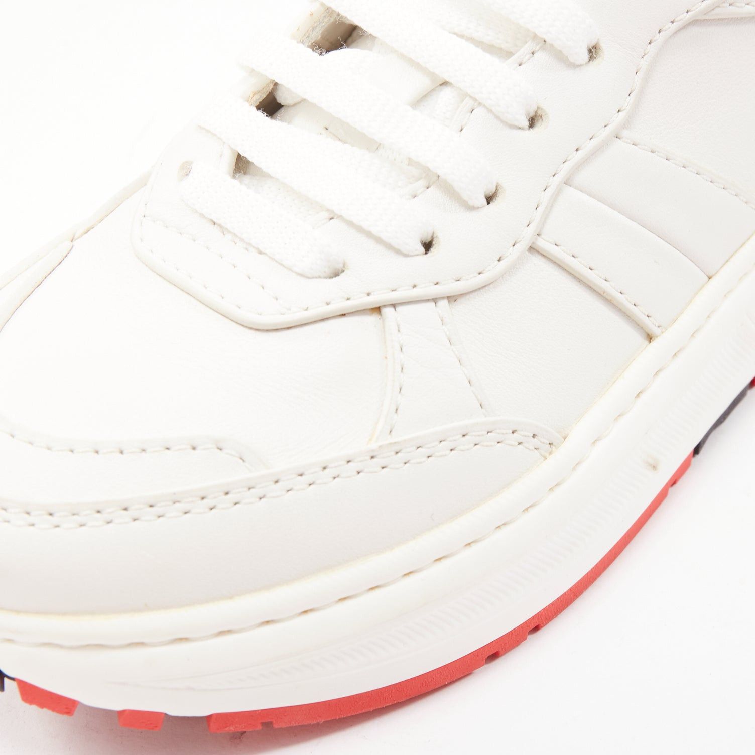 Bottega Veneta BOTTEGA VENETA Speedster white leather panelled red soled dad sneakers EU37 Size US 7 / IT 37 - 7 Thumbnail