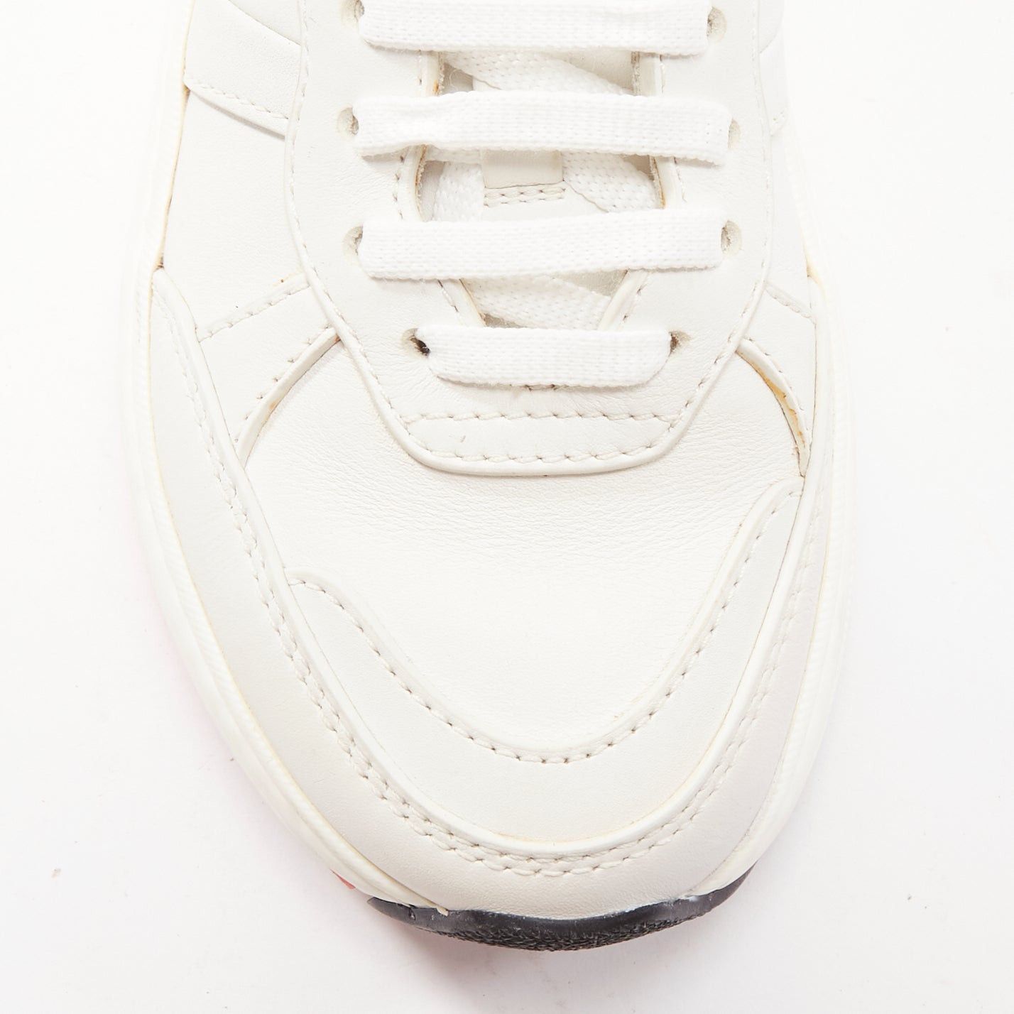 Bottega Veneta BOTTEGA VENETA Speedster white leather panelled red soled dad sneakers EU37 Size US 7 / IT 37 - 6 Thumbnail