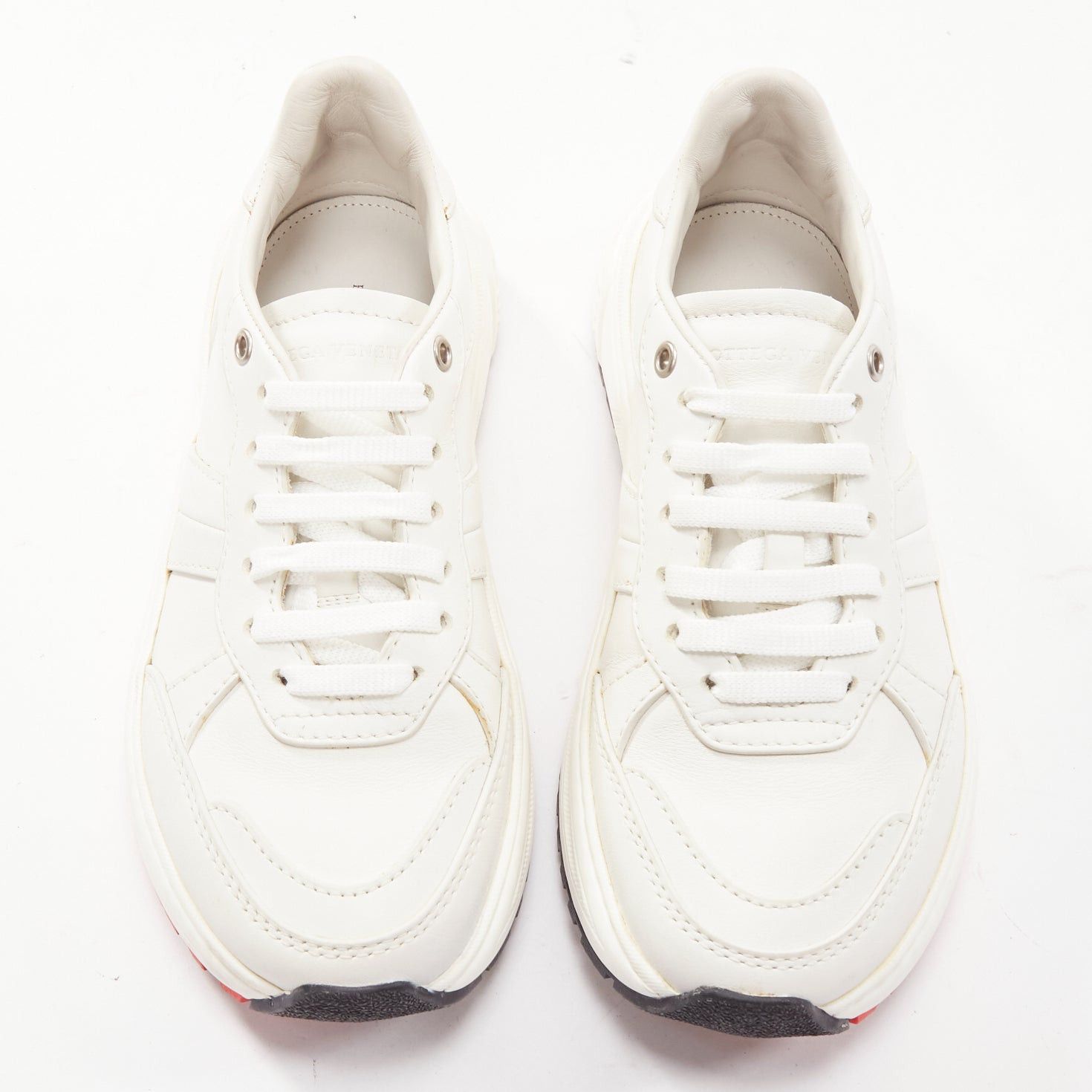 Bottega Veneta BOTTEGA VENETA Speedster white leather panelled red soled dad sneakers EU37 Size US 7 / IT 37 - 3 Thumbnail