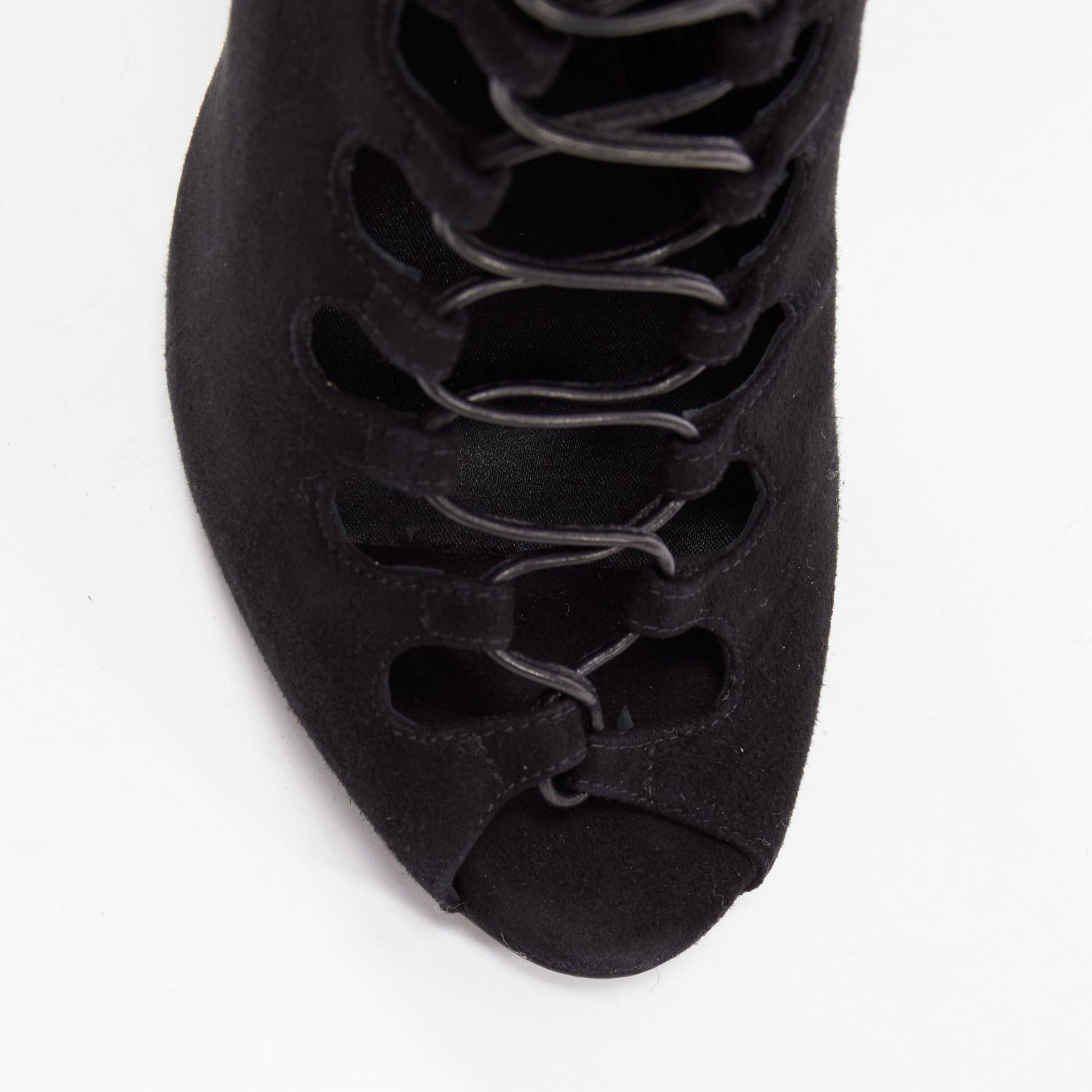 Giambattista Valli GIAMBATTISTA VALLI black suede leather criss cross lace up front boots EU38 Size US 8 / IT 38 - 6 Thumbnail