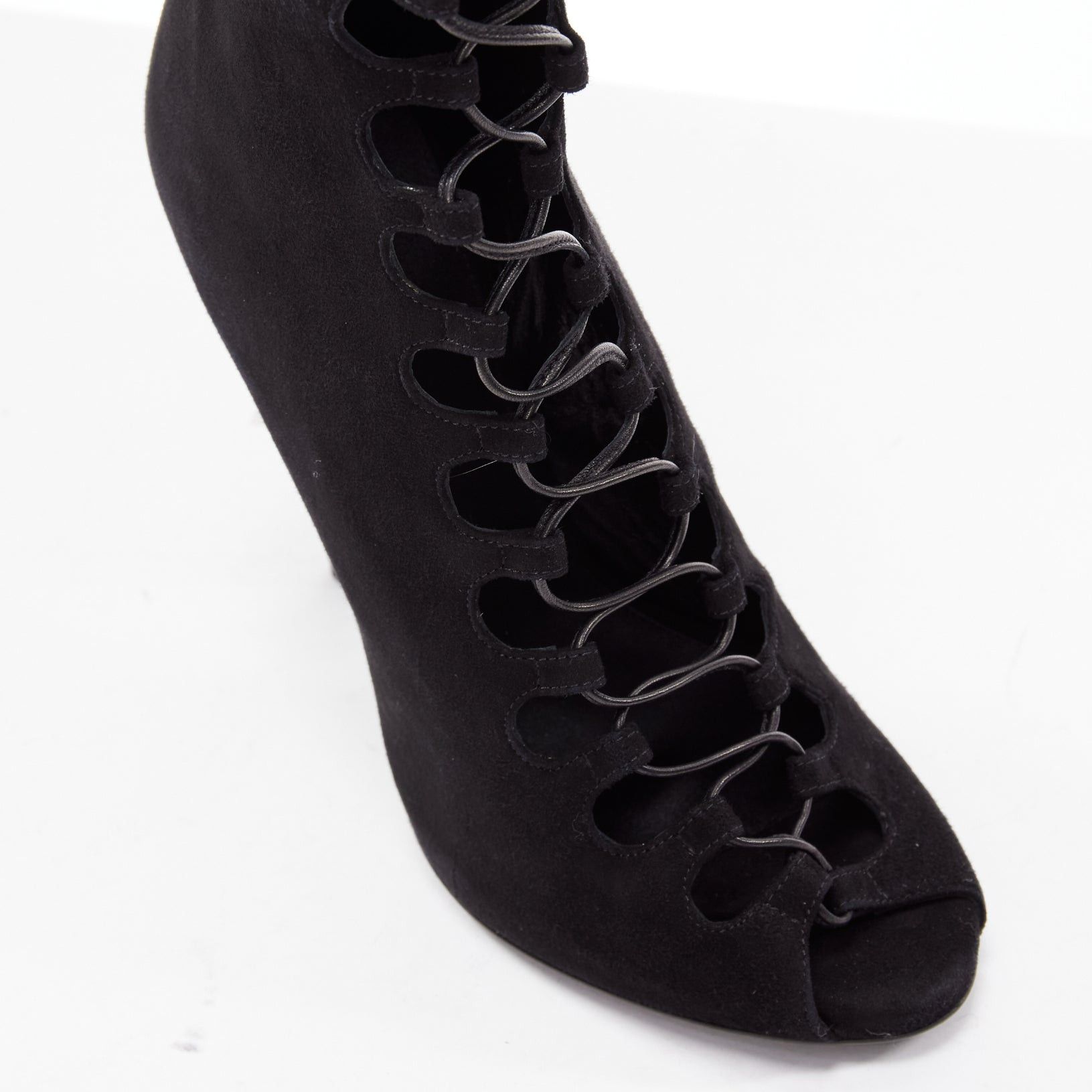 Giambattista Valli GIAMBATTISTA VALLI black suede leather criss cross lace up front boots EU38 Size US 8 / IT 38 - 7 Thumbnail