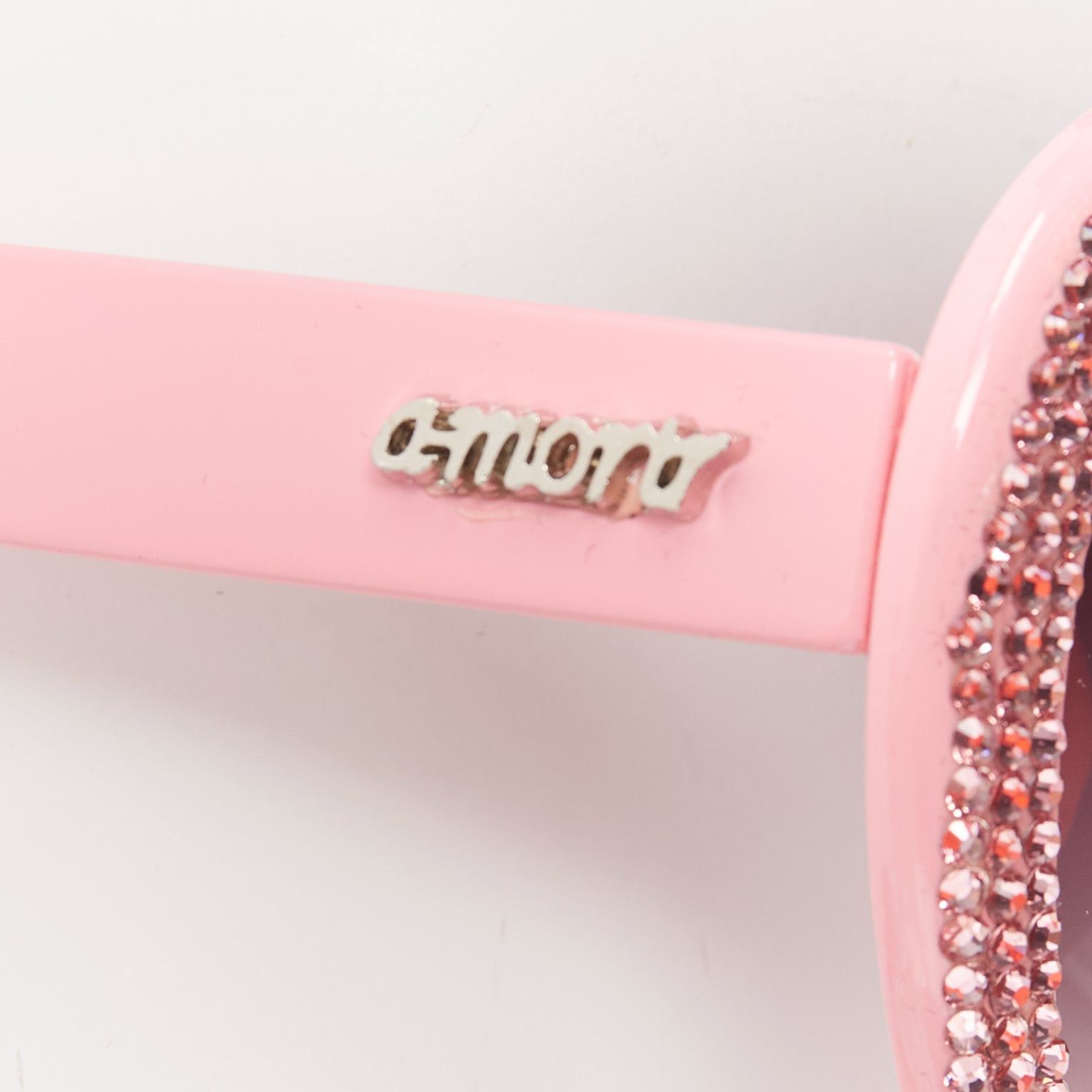 Other A-MORIR pink crystal encrusted heart shape silver logo sunglaseses Size ONE SIZE - 6 Thumbnail