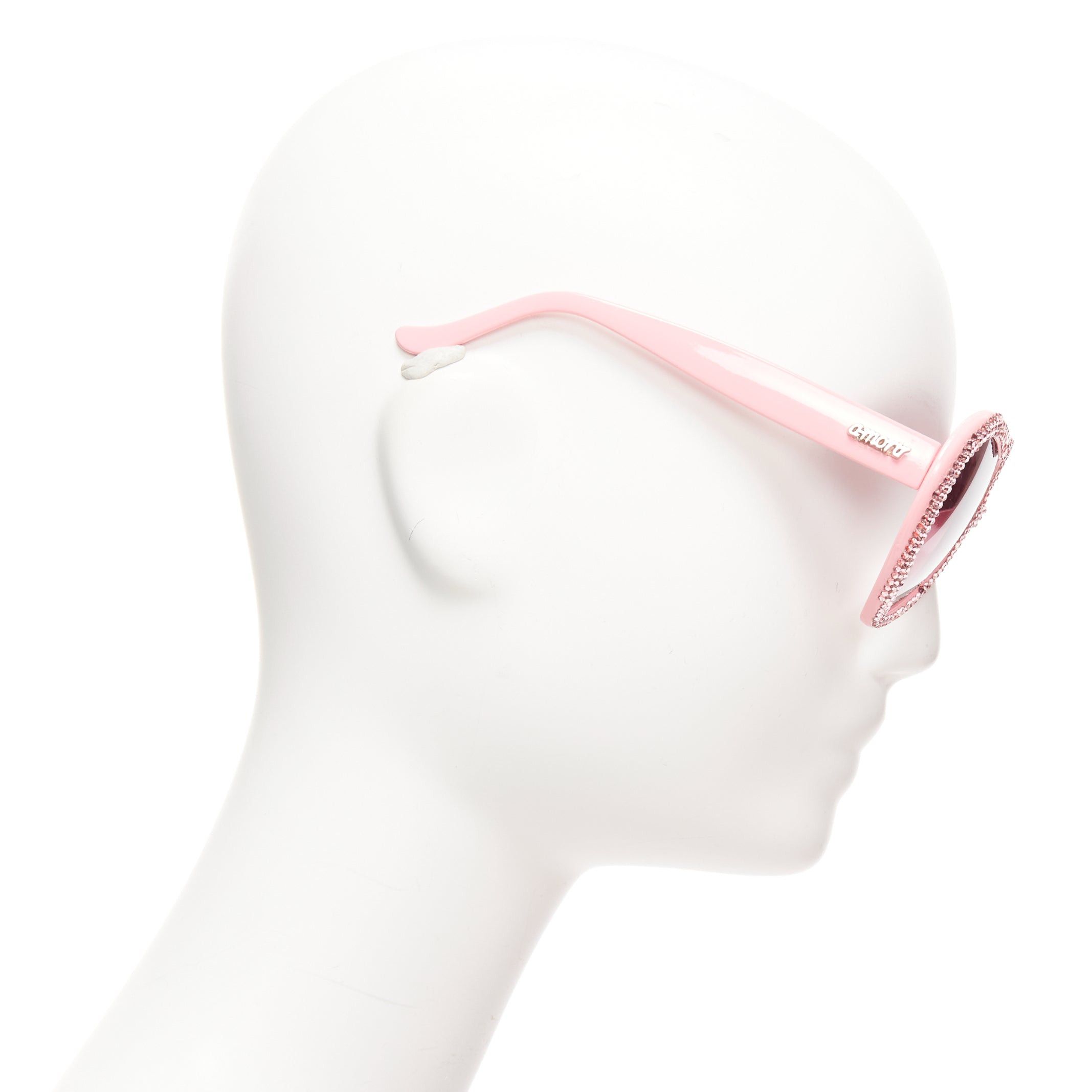 Other A-MORIR pink crystal encrusted heart shape silver logo sunglaseses Size ONE SIZE - 4 Thumbnail