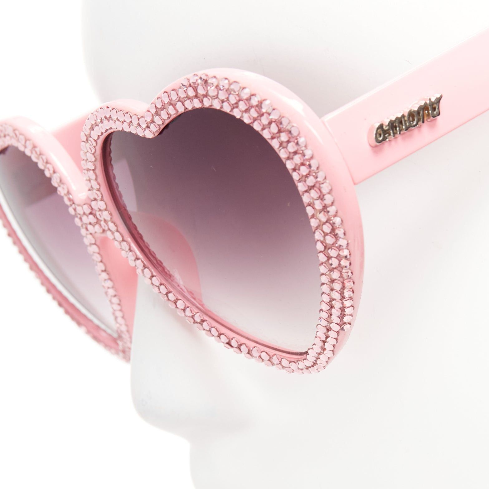 Other A-MORIR pink crystal encrusted heart shape silver logo sunglaseses Size ONE SIZE - 2 Thumbnail